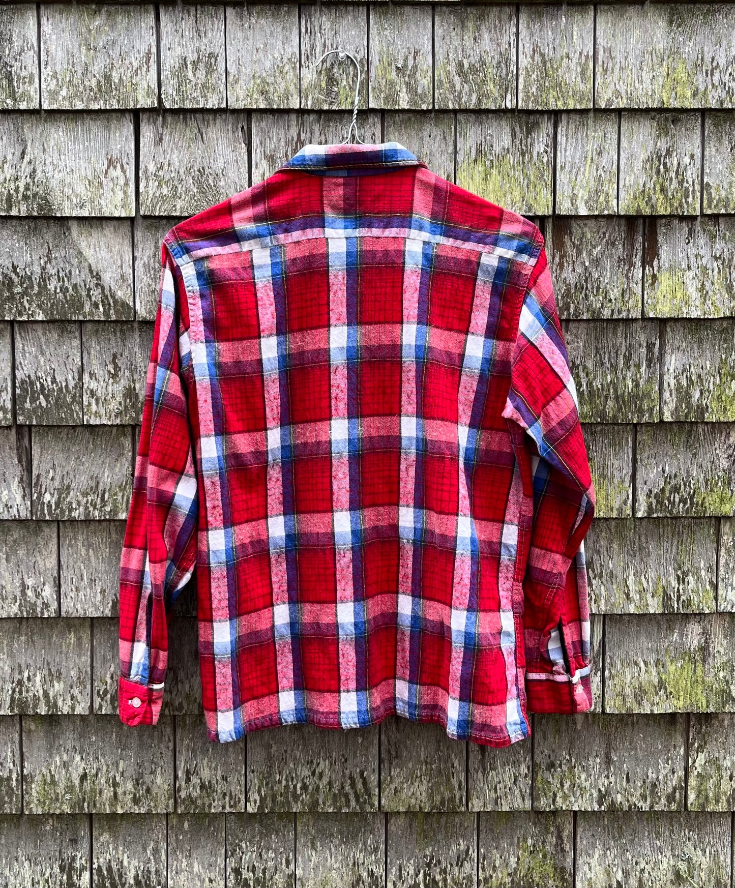 50s Pilgrim 'Lurella' Wool Cotton Blend Flannel Loop Collar Shirt (L)