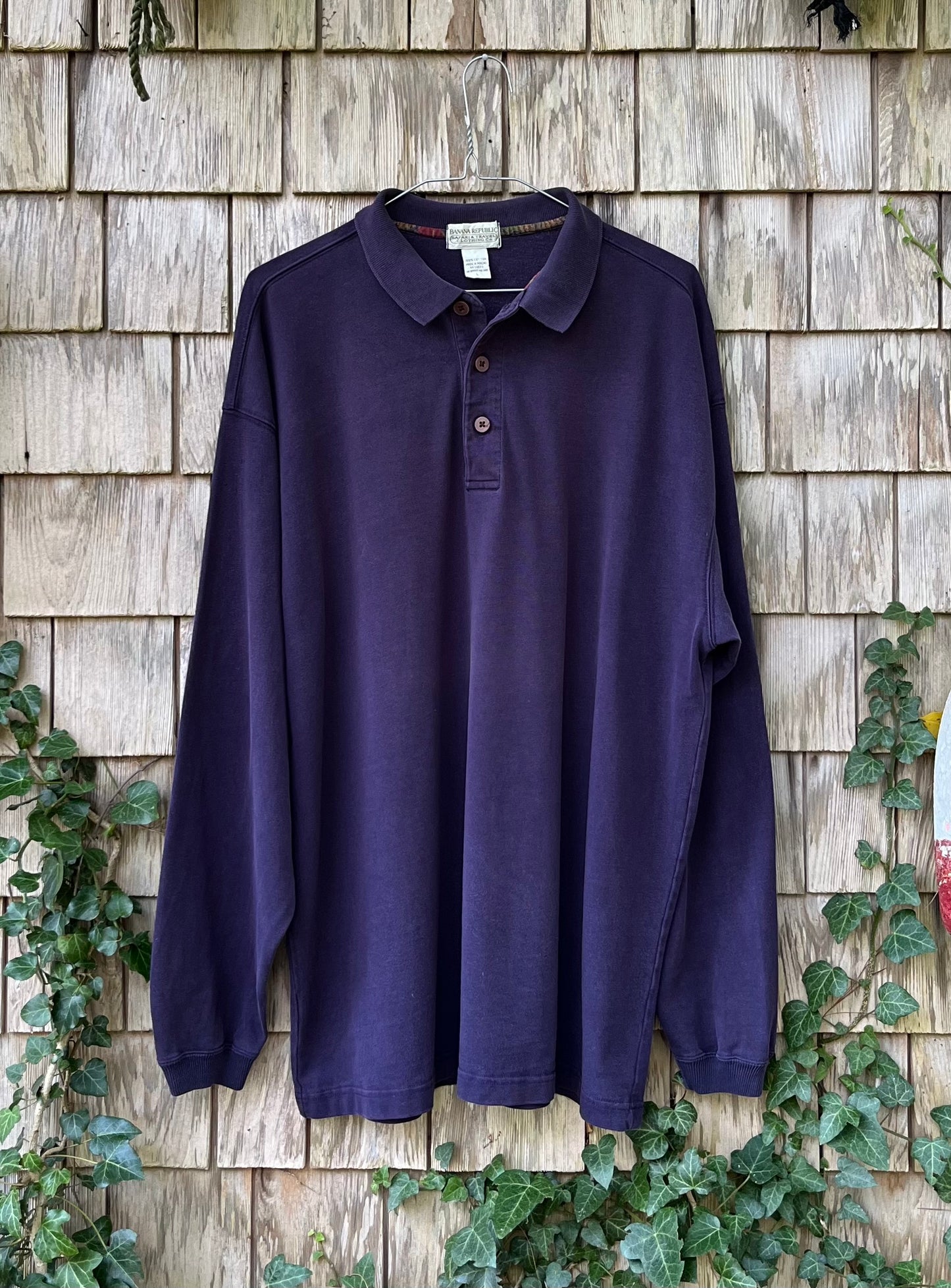 90s Banana Republic Long Sleeve Cotton Polo Shirt (L)