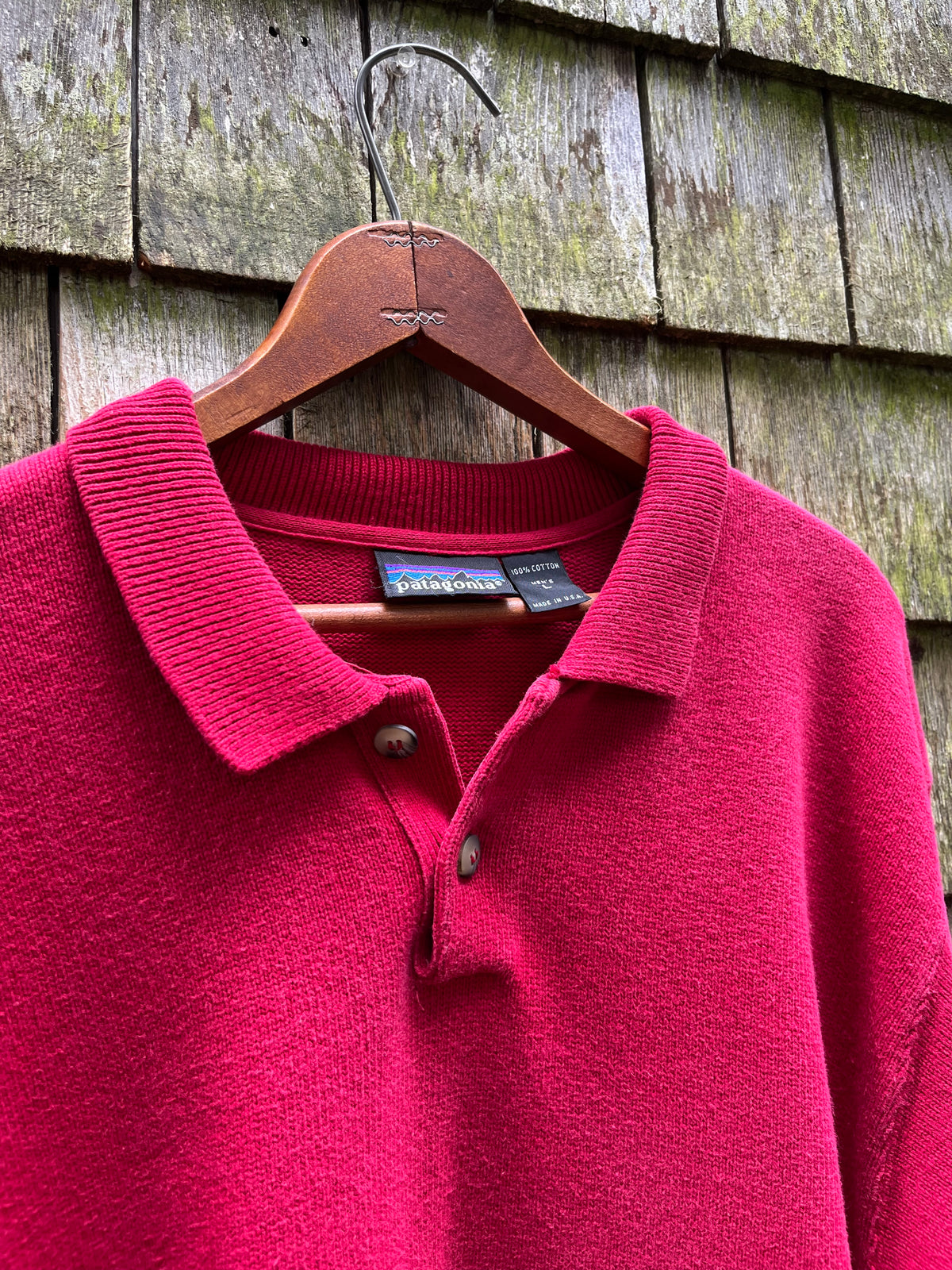 90s Patagonia Collared Cotton Knit Pullover Sweater (L)