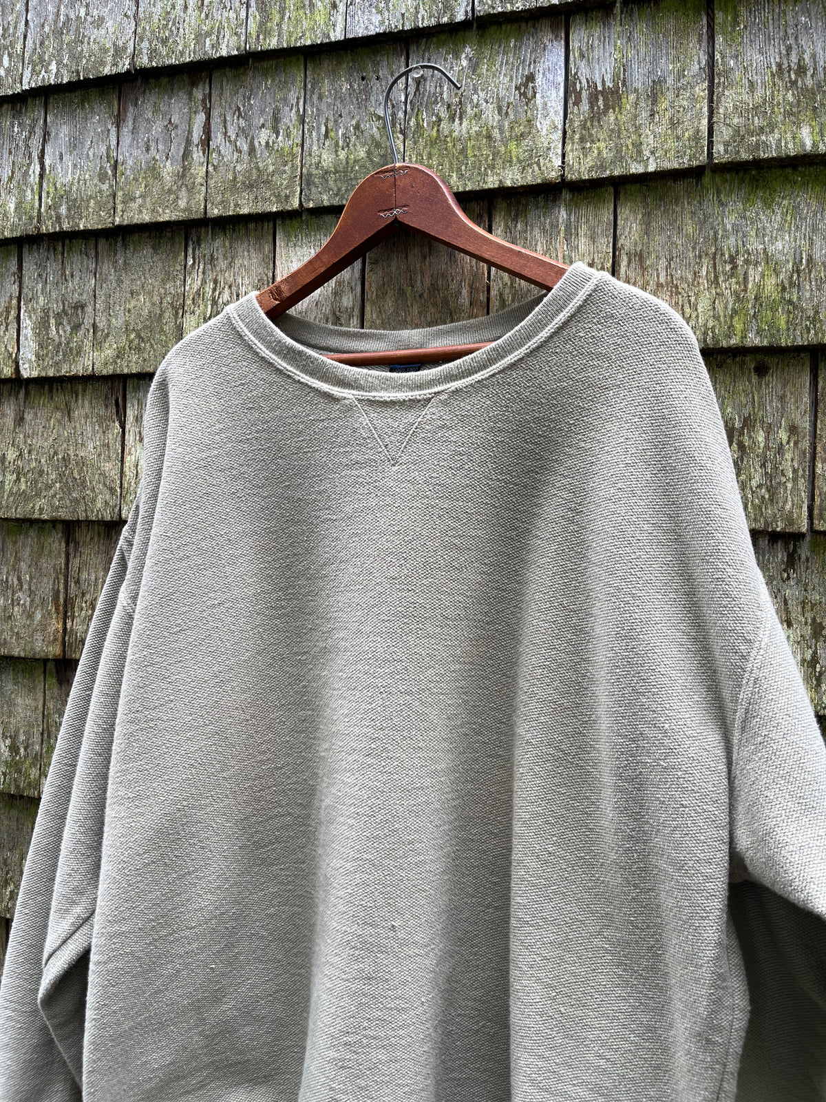 90s Lands End ‘Cobble Cloth’ Cotton Pique Sweatshirt (XL/XXL)