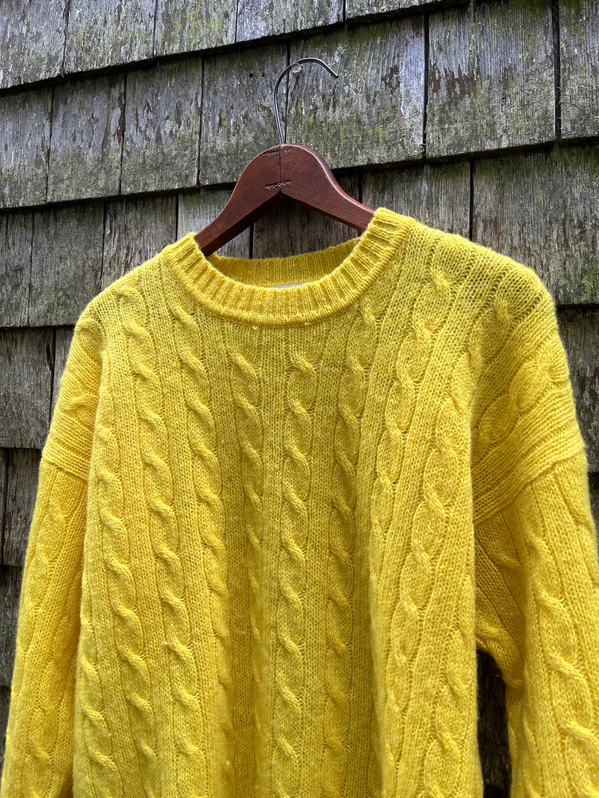 90s Lady Clansman Shetland Wool Cable Knit Sweater (M)
