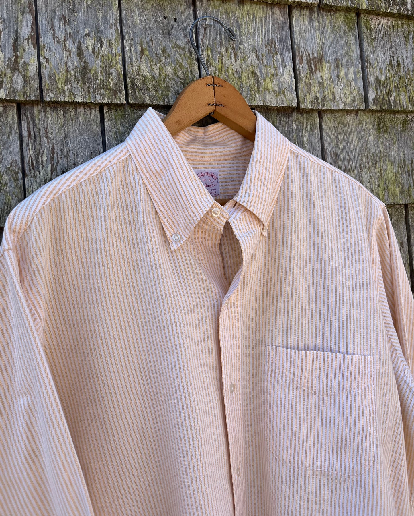 80s Brooks Brothers Makers 6-Button University Stripe Cotton Oxford Cloth Button Down Shirt (17/XL)