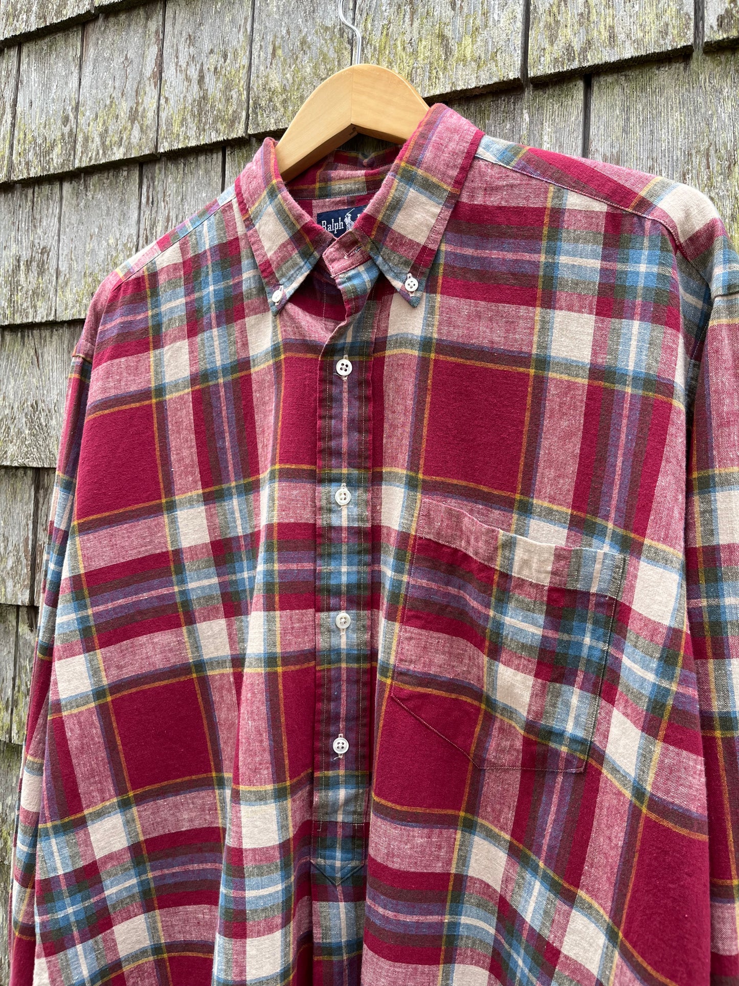 90s Polo Ralph Lauren Linen Cotton Popover Button Down Shirt (XL/XXL)