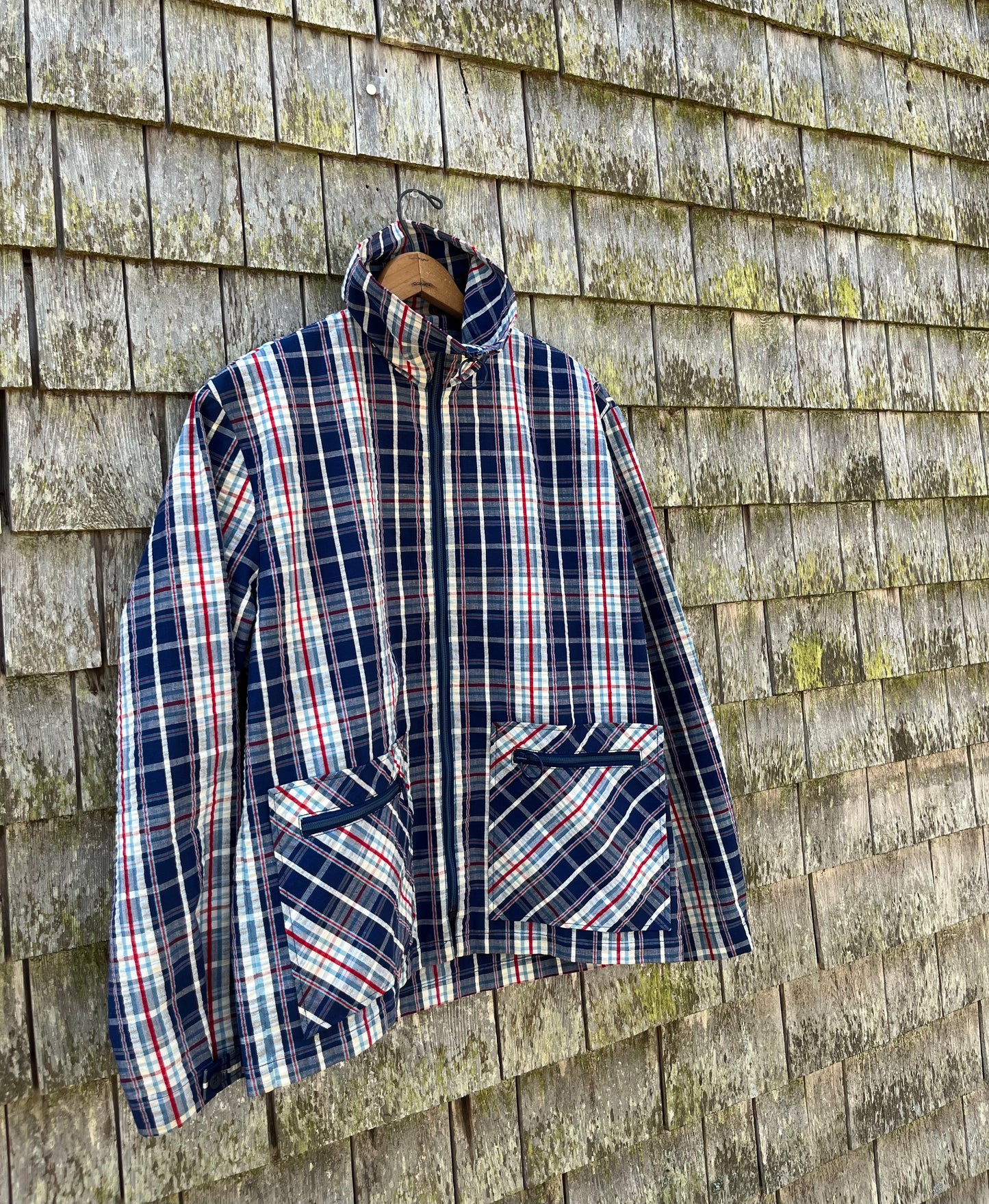 70s Catalina Cotton Seersucker Zip Front ‘Action Jacket’ (L/XL)