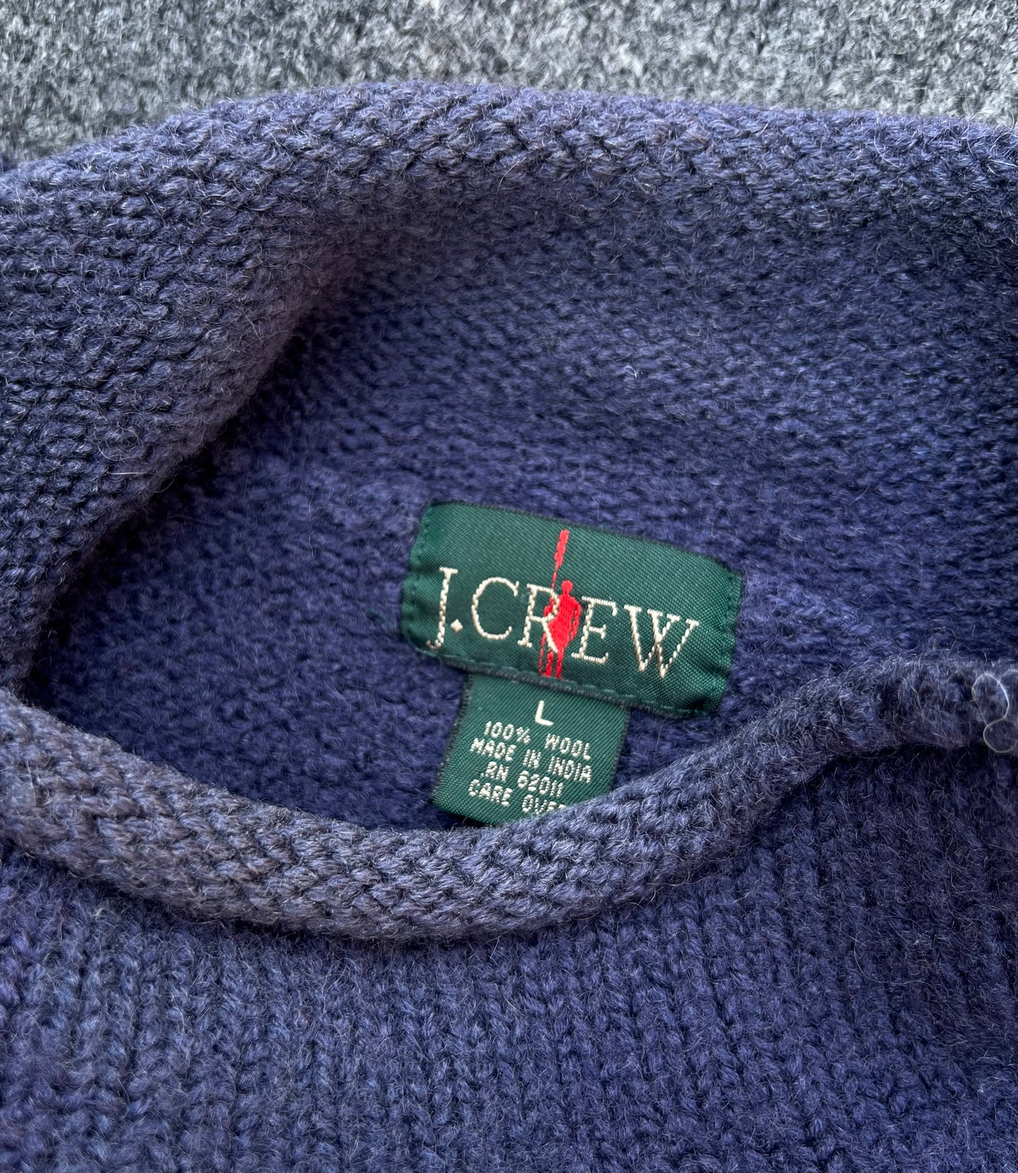 90s J.Crew Border Stripe Wool Roll Neck Sweater (L)