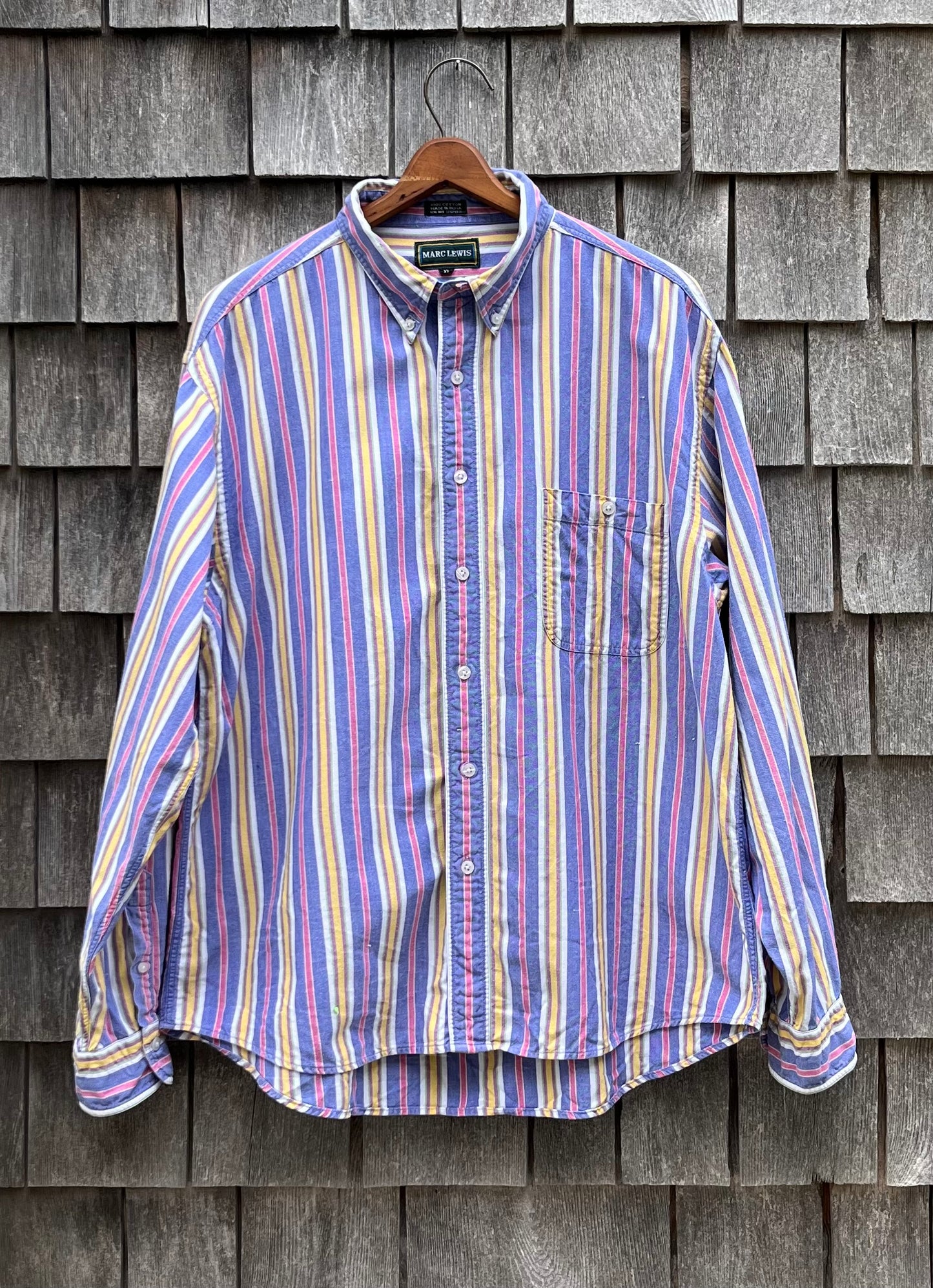 90s Marc Lewis Striped Cotton Button Down Shirt (XL)