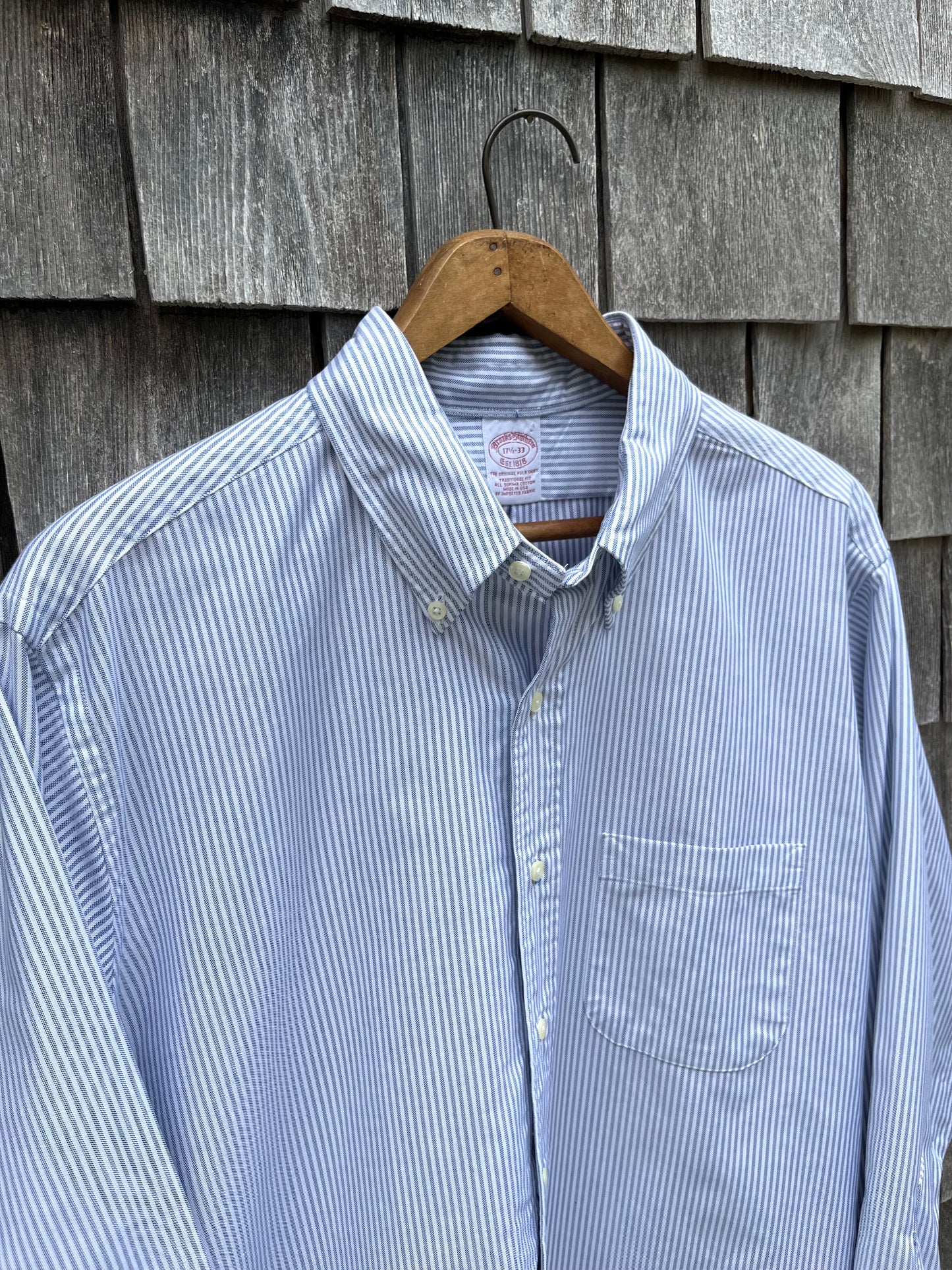 90s Brooks Brothers Makers University Stripe Oxford Cloth Button Down Shirt (17.5-3)