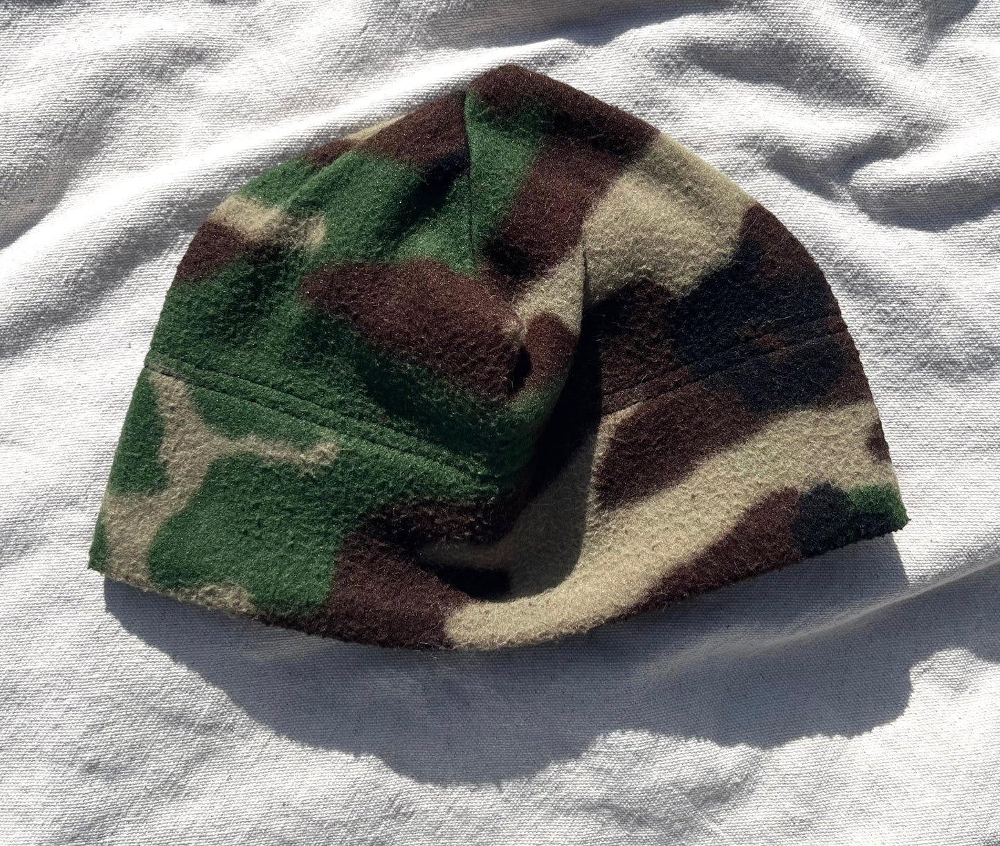 80s L.L. Bean Woodland Camo Fleece Hat (Large)