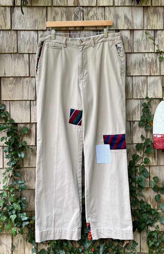 00s Ralph Lauren Rugby Silk Repp Patch Cotton Chino Pants (34/31)