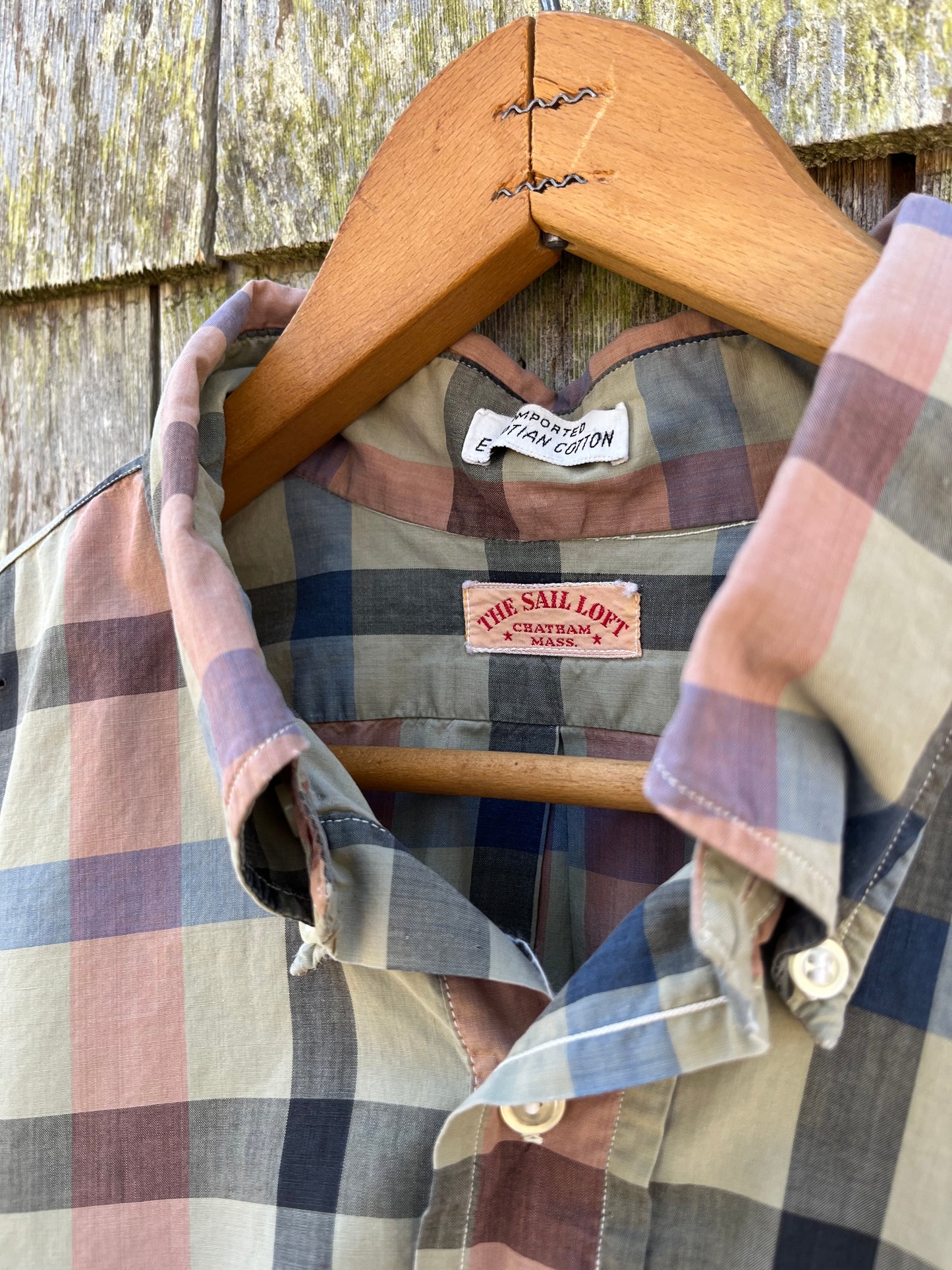 70s The Sail Loft Chatham Short Sleeve Cotton Broadcloth Popover BD Shirt (L/XL)