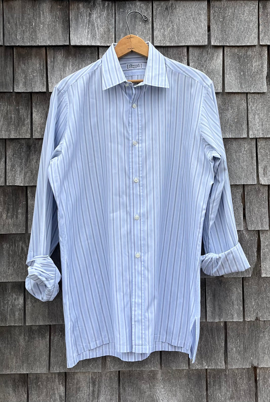 90s Charvet Multi Stripe Button Up French Cuff Shirt (M/L)