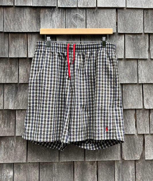 90s Polo Sport Seersucker Tartan Check Swim Trunks (L)