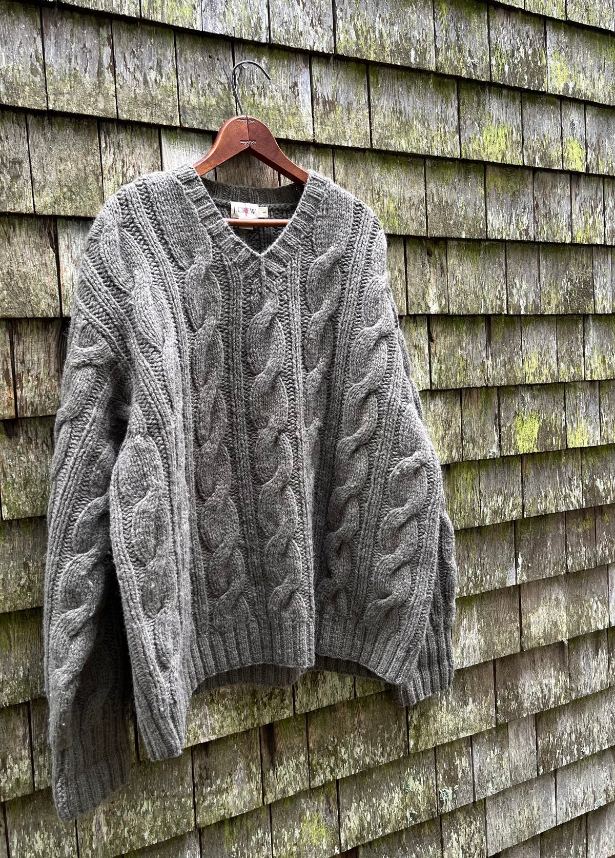 90s J.Crew Chunky Cable Knit Wool Sweater (XL)