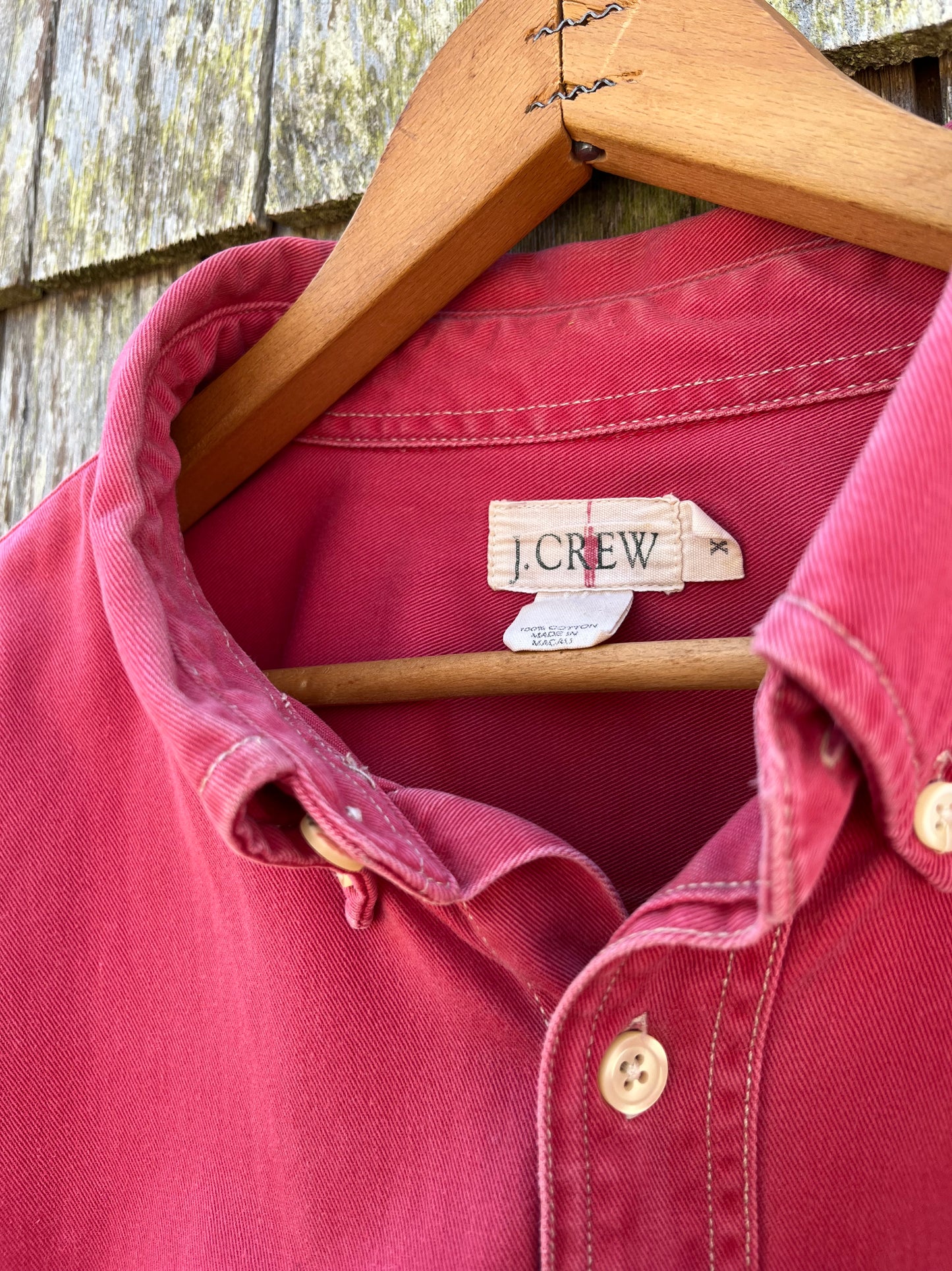 90s J.Crew Cotton Canvas Button Front Shirt (XL)