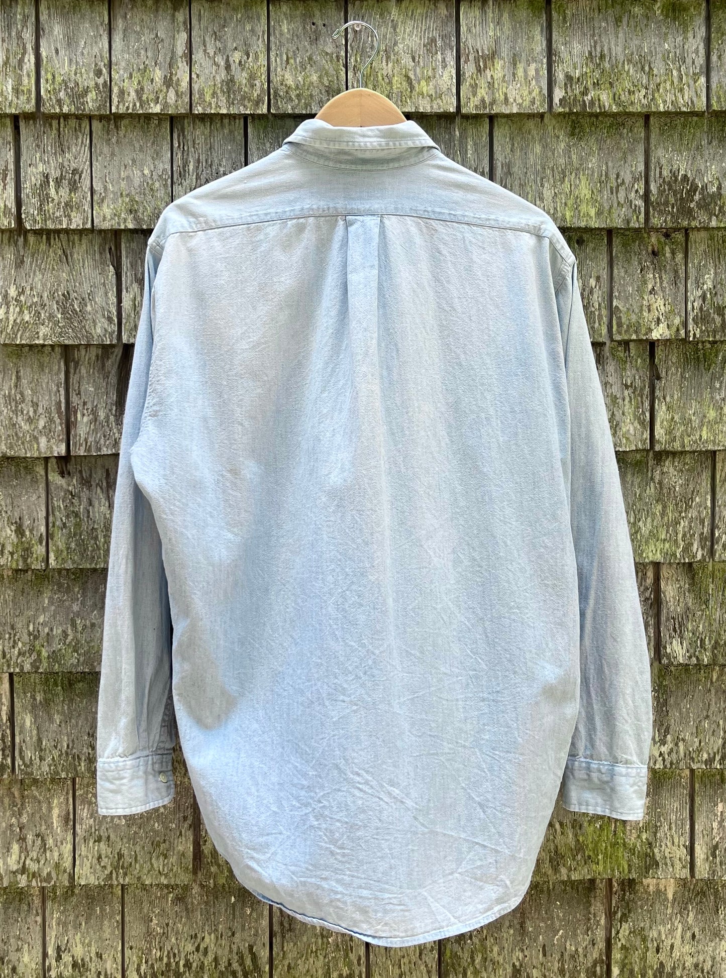 90s J.Crew Cotton Chambray Tab Collar Button Front Shirt (L/XL)