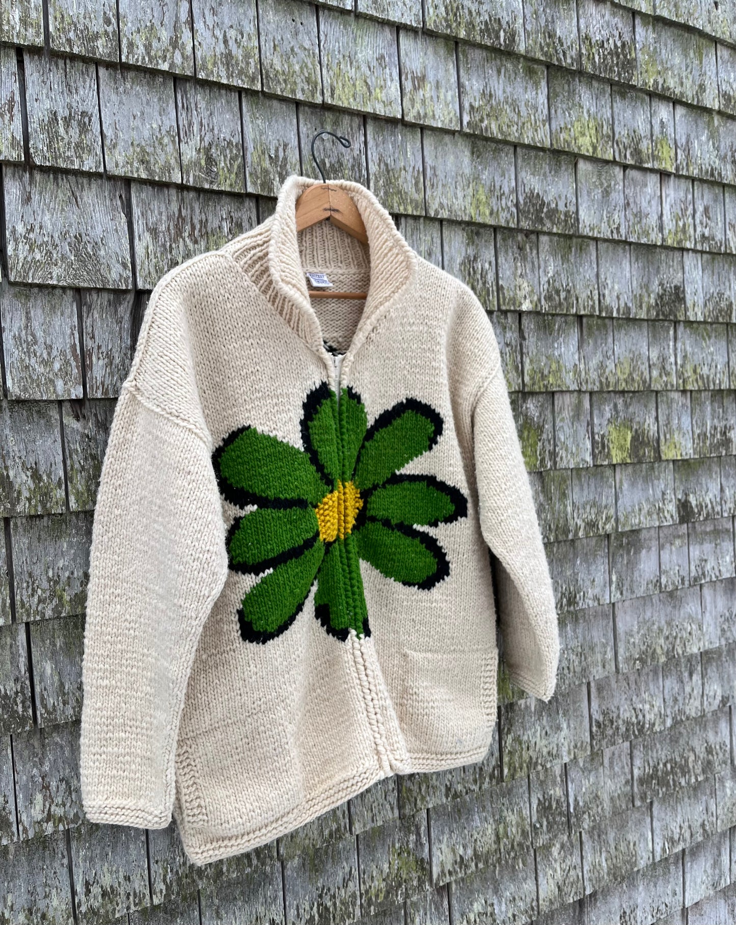 90s Rycchay Ecuador Wool Handknit Full Zip Sweater (L/XL)