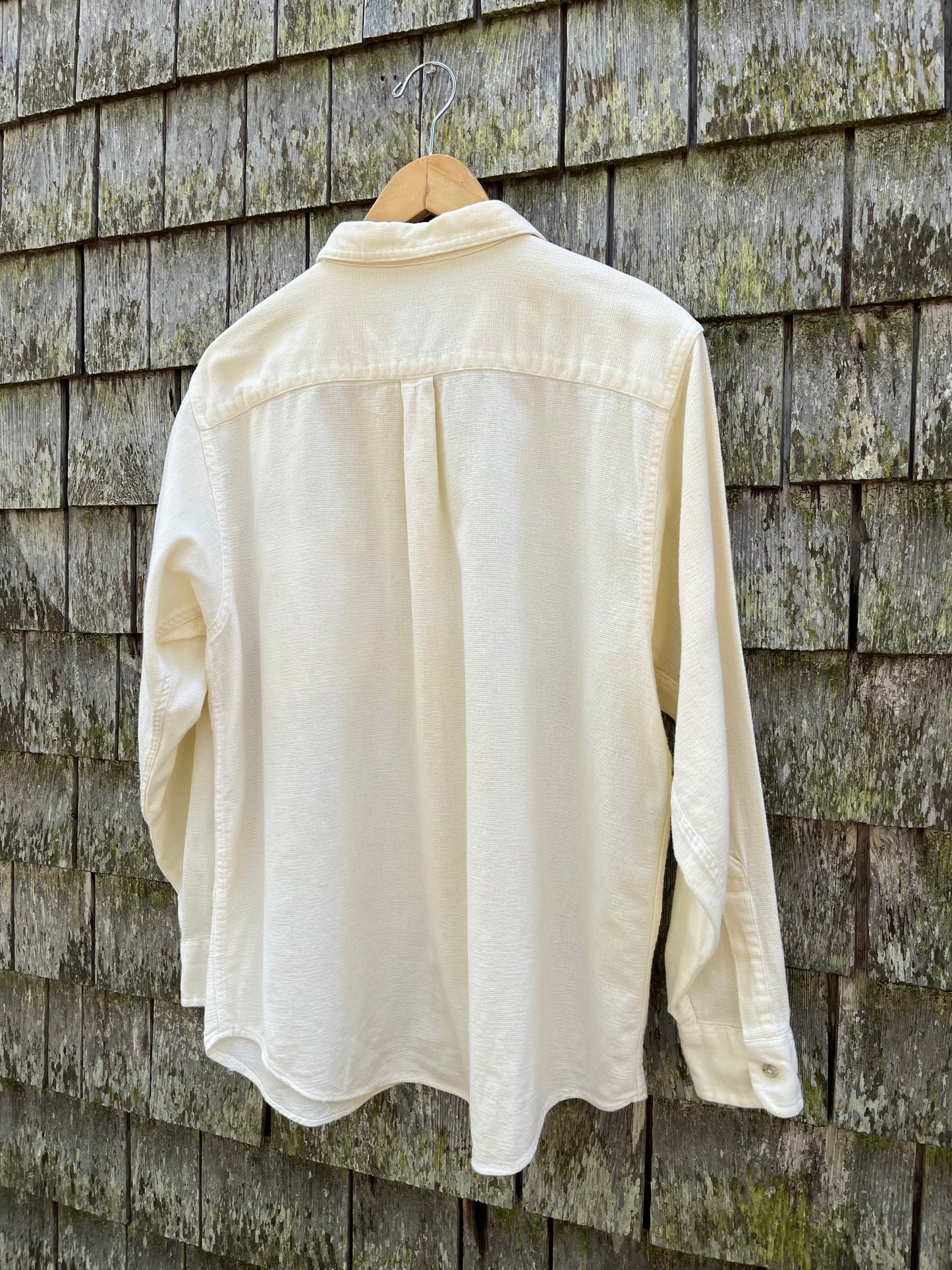 90s L.L. Bean ‘Cool Weave’ Open Weave Cotton Button Front Shirt (M/L)