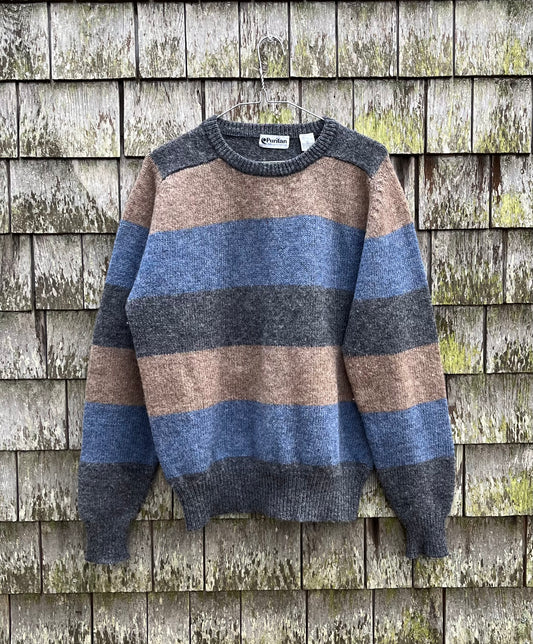 90s Puritan of Cape Cod Border Stripe Wool Sweater (L)
