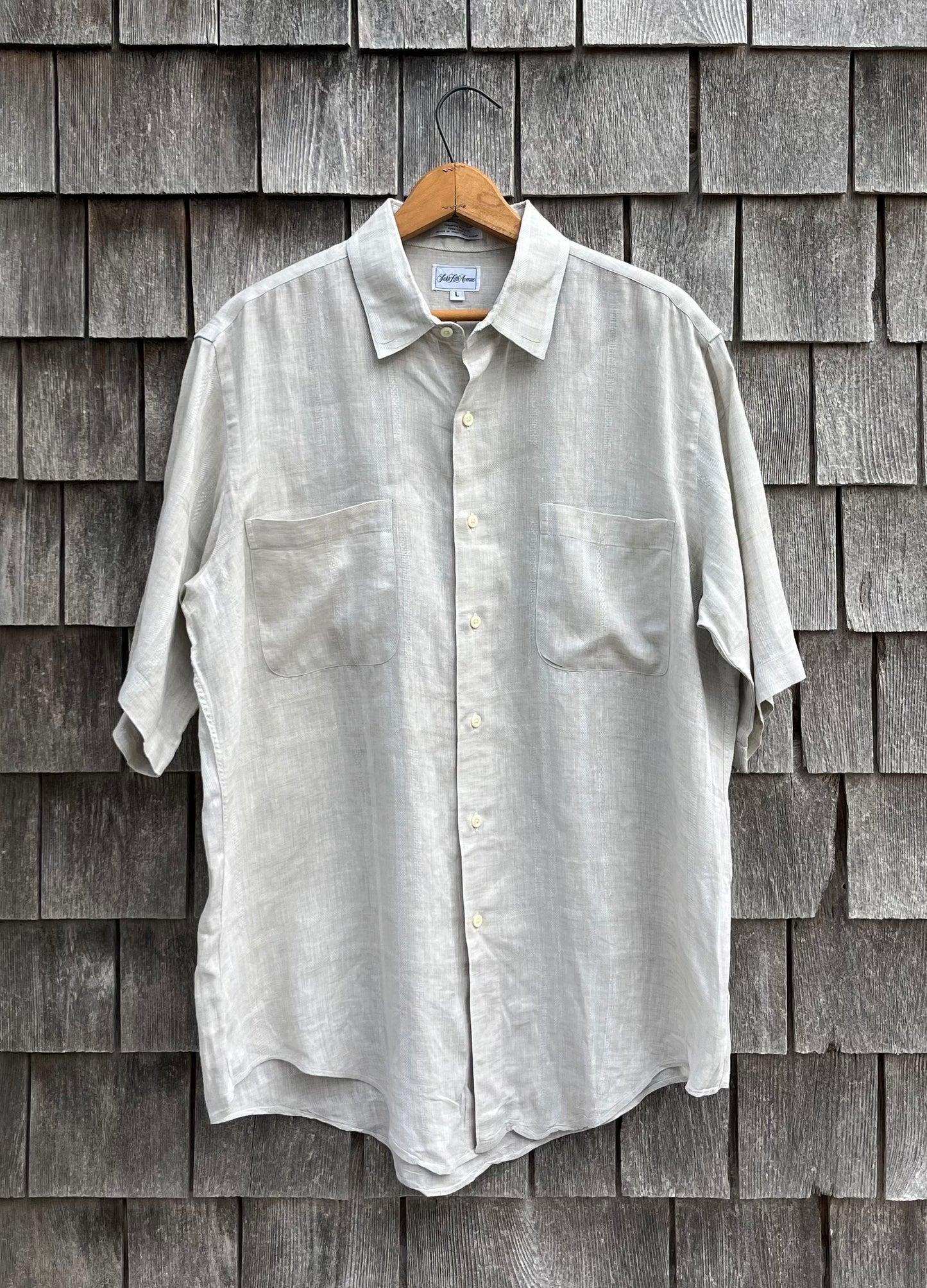 Saks Fifth Ave. Short Sleeve Linen Button Up Shirt (XL)