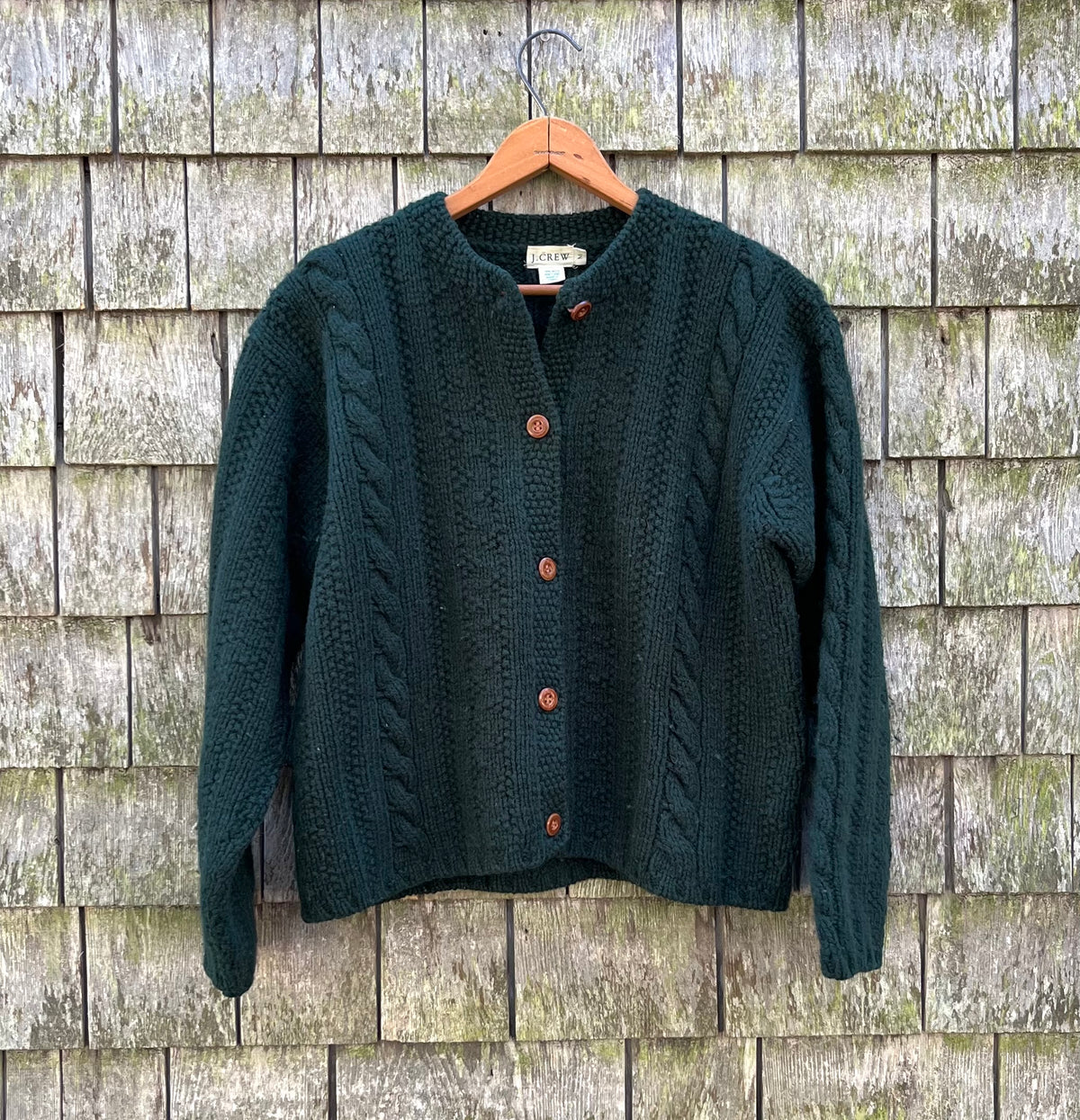 90s J.Crew Wool Cable Knit Cardigan Sweater (Women’s M/L)