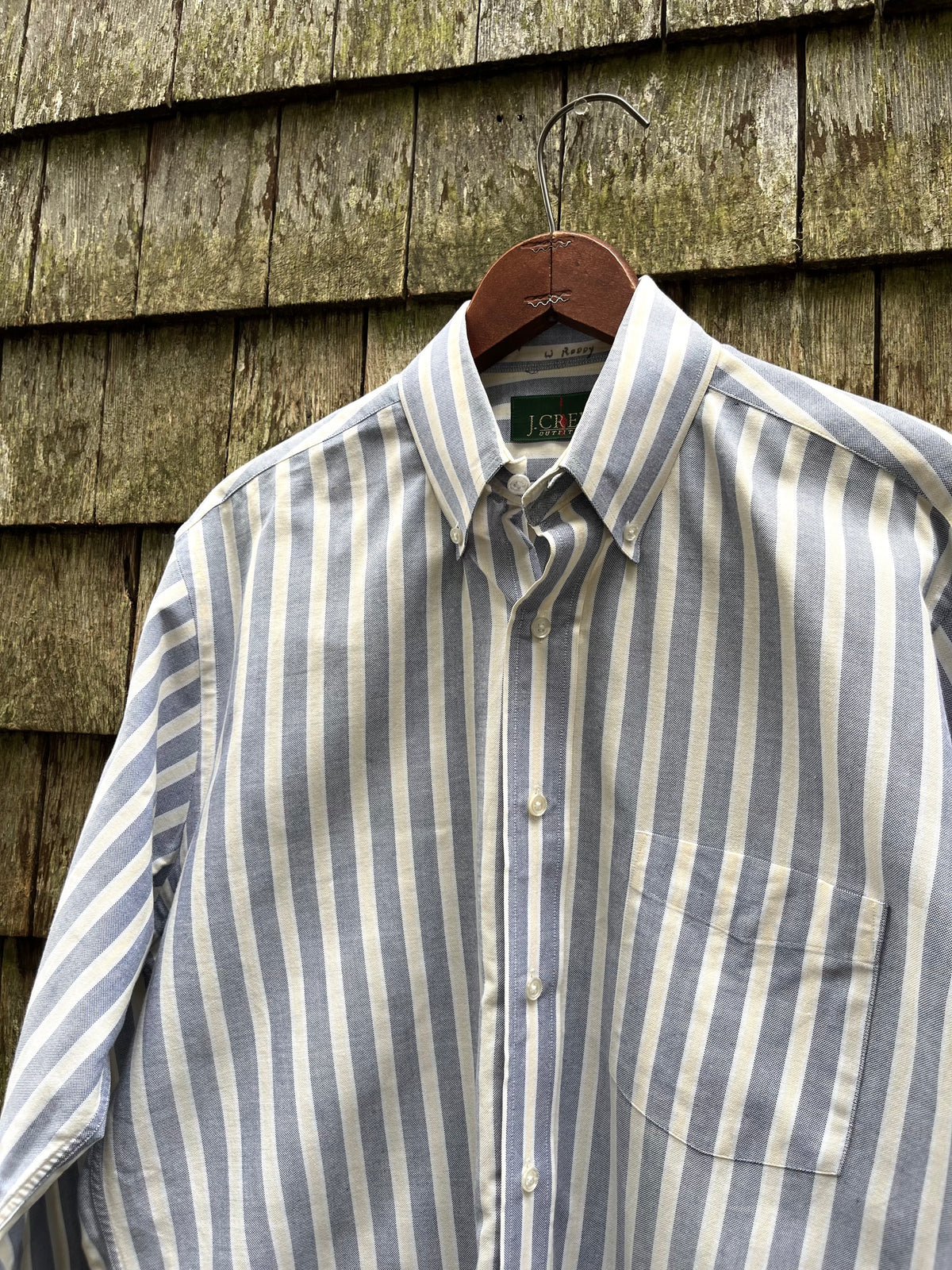 80s J.Crew Candy Stripe Cotton Oxford Cloth Button Down Shirt (M)