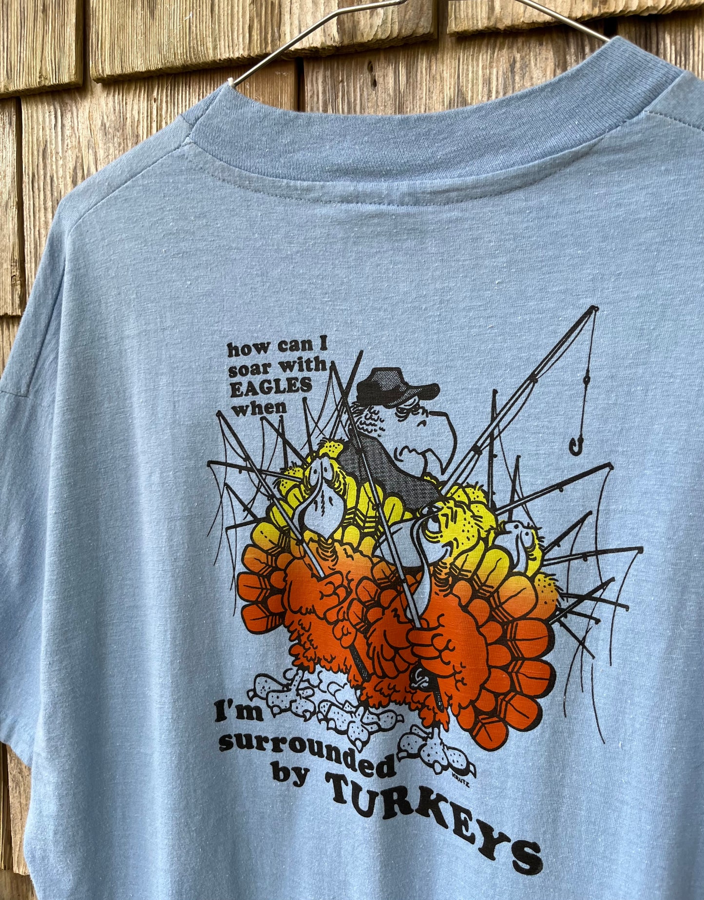 80s Western Saltwater Fisherman Magazine ‘...Surrounded by Turkeys’ T-Shirt (L)