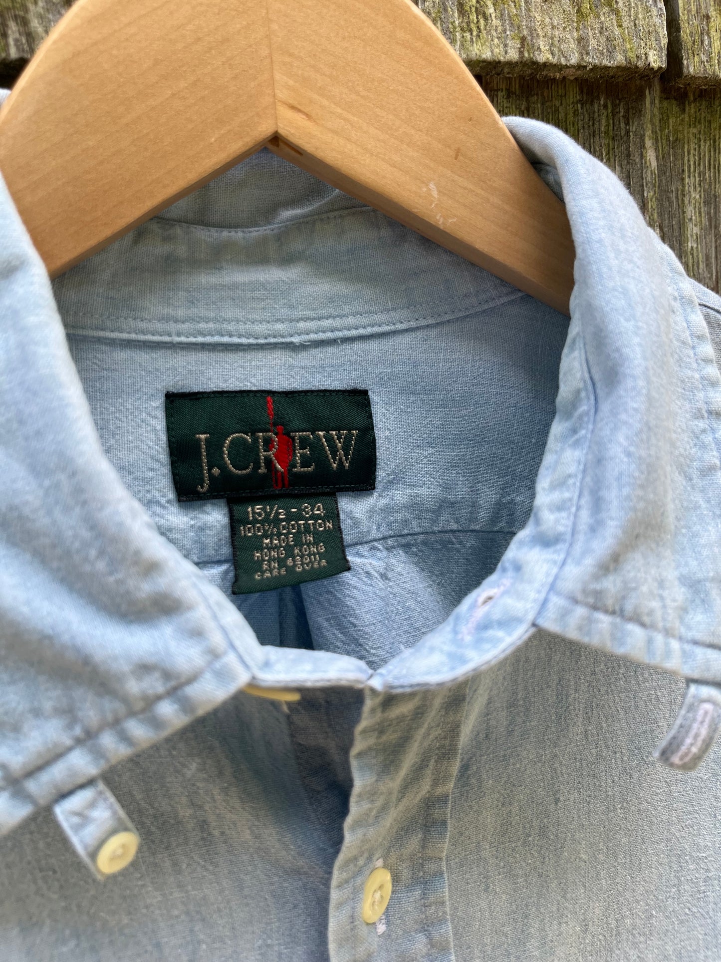 90s J.Crew Cotton Chambray Tab Collar Button Front Shirt (L/XL)