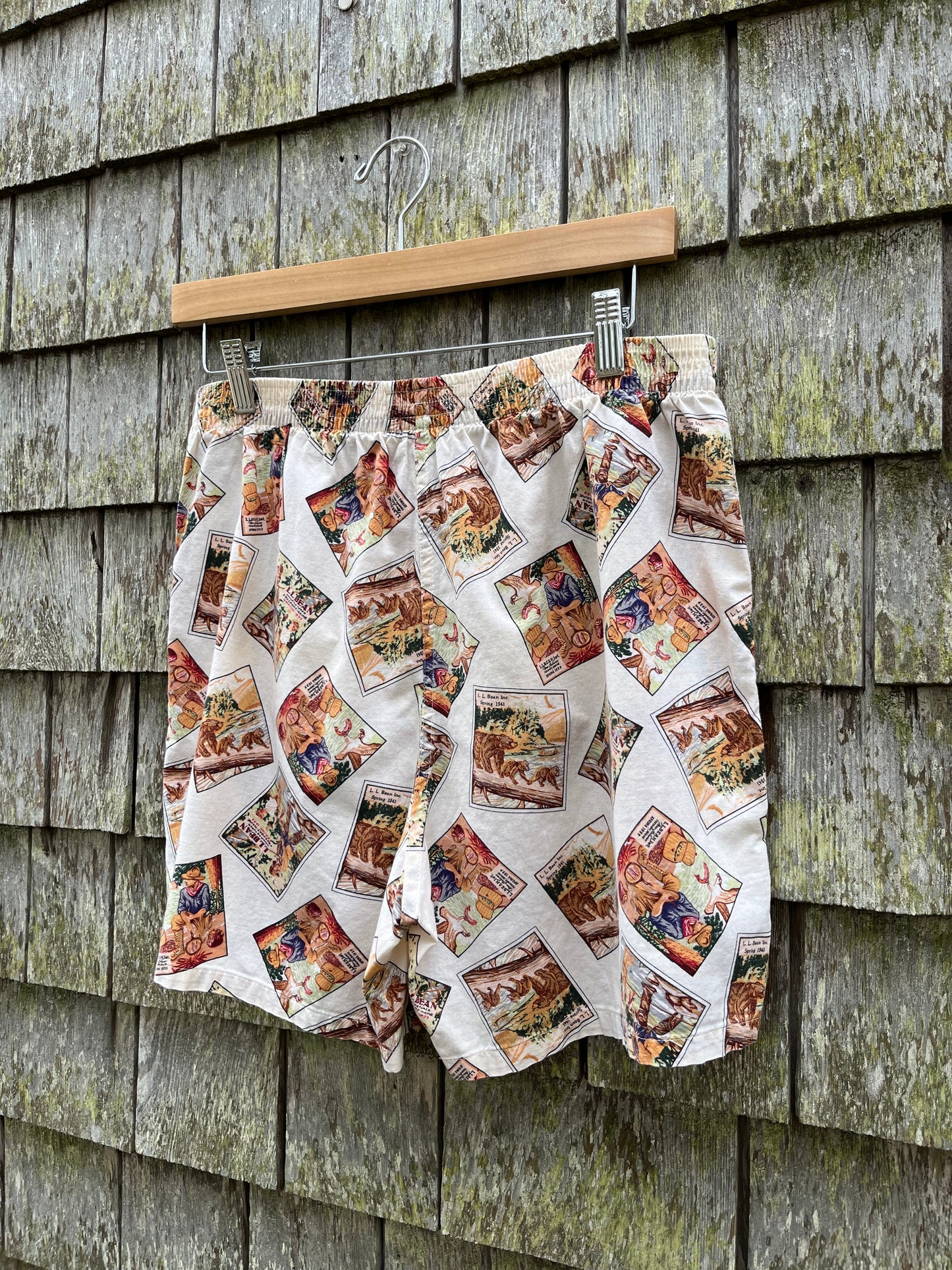 90s L.L. Bean Catalog Covers Print Cotton Boxer Shorts (L)