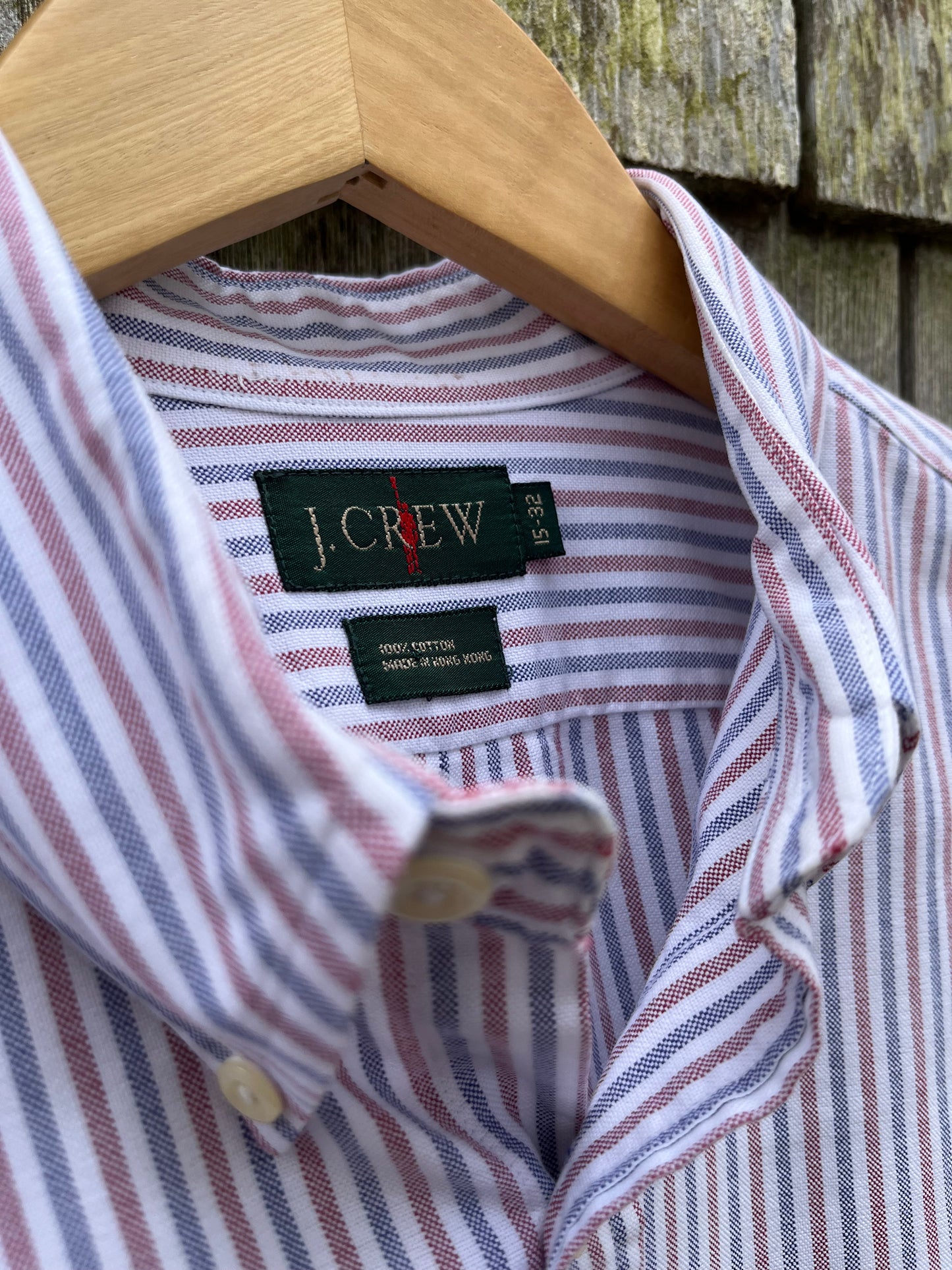 90s J.Crew Candy Stripe Cotton Oxford Cloth Button Down Shirt (15-32)