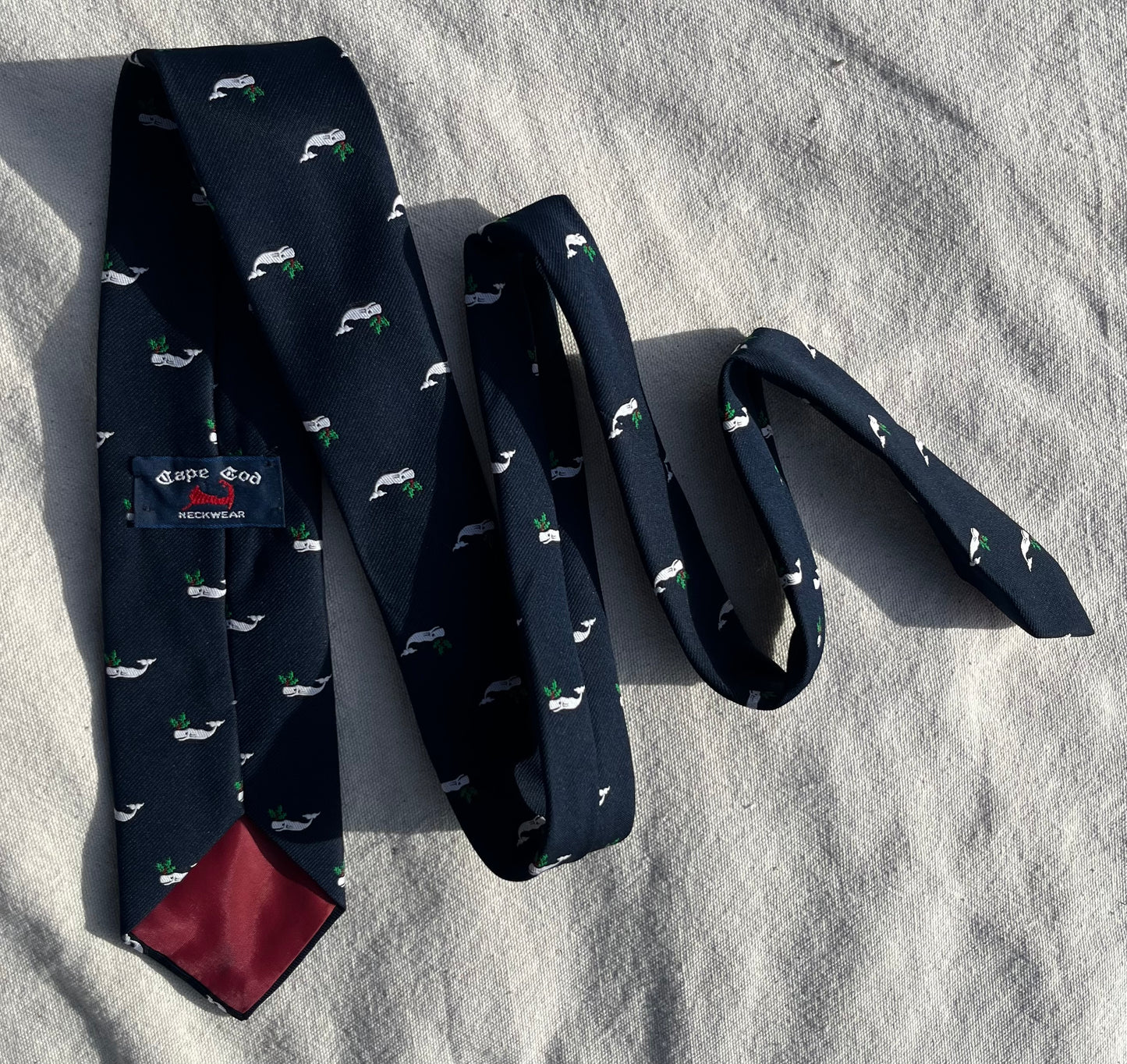 70s Cape Cod Neckwear Christmas Whale Emblematic Neck Tie