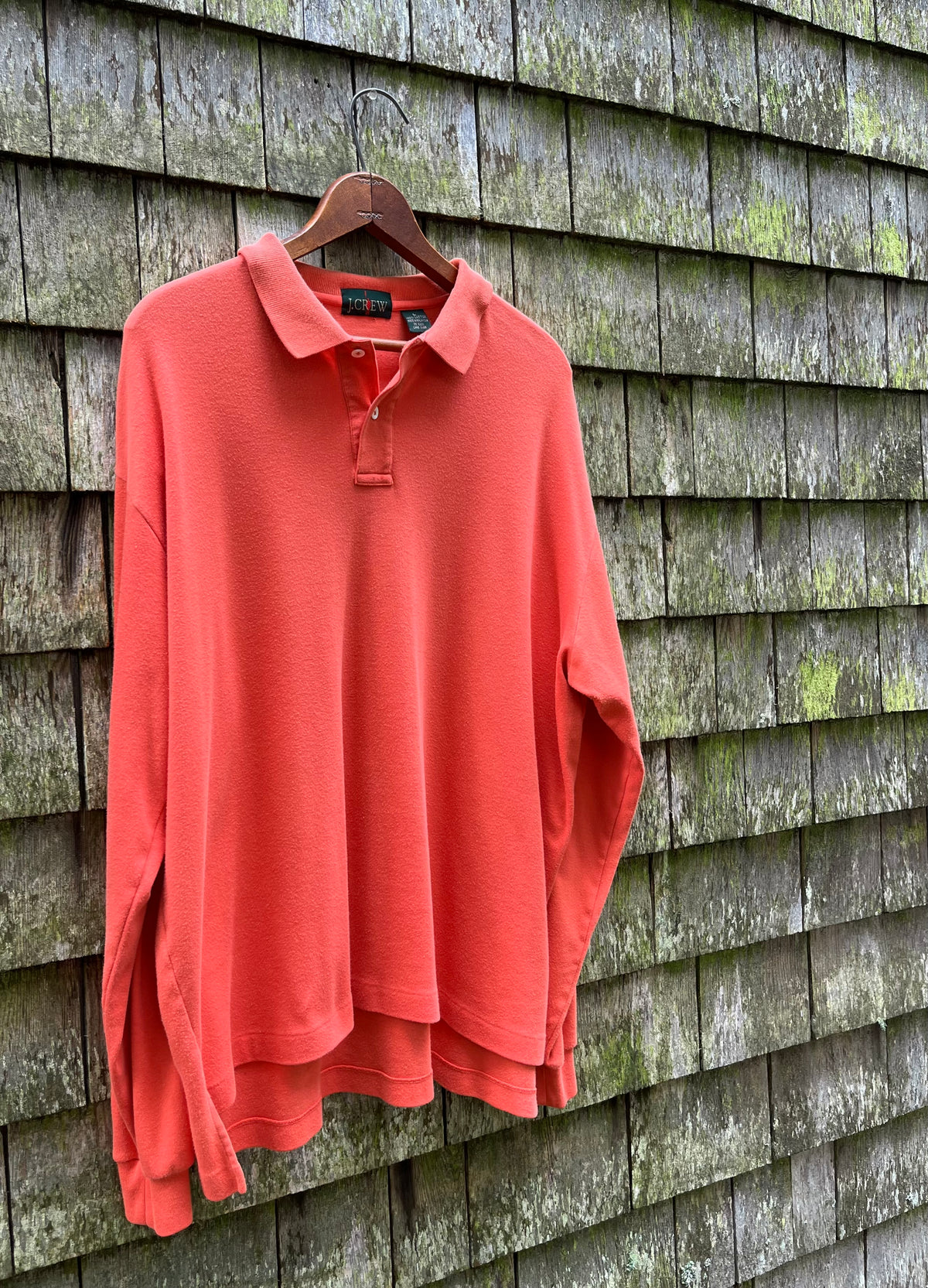 90s J.Crew Brushed Cotton Long Sleeve Polo Shirt (L/XL)