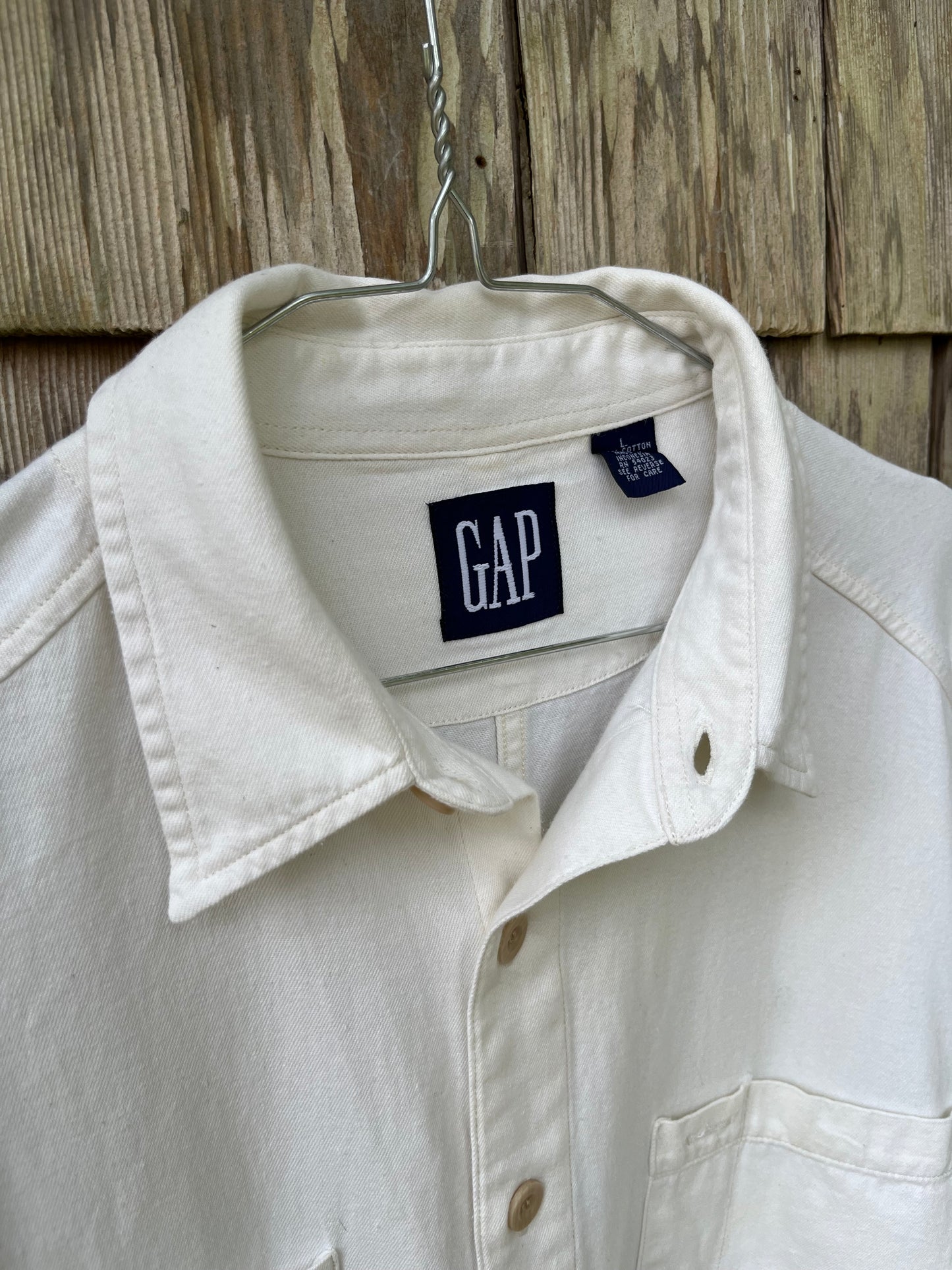 90s GAP Cotton Twill Button Front Work Shirt (XL)