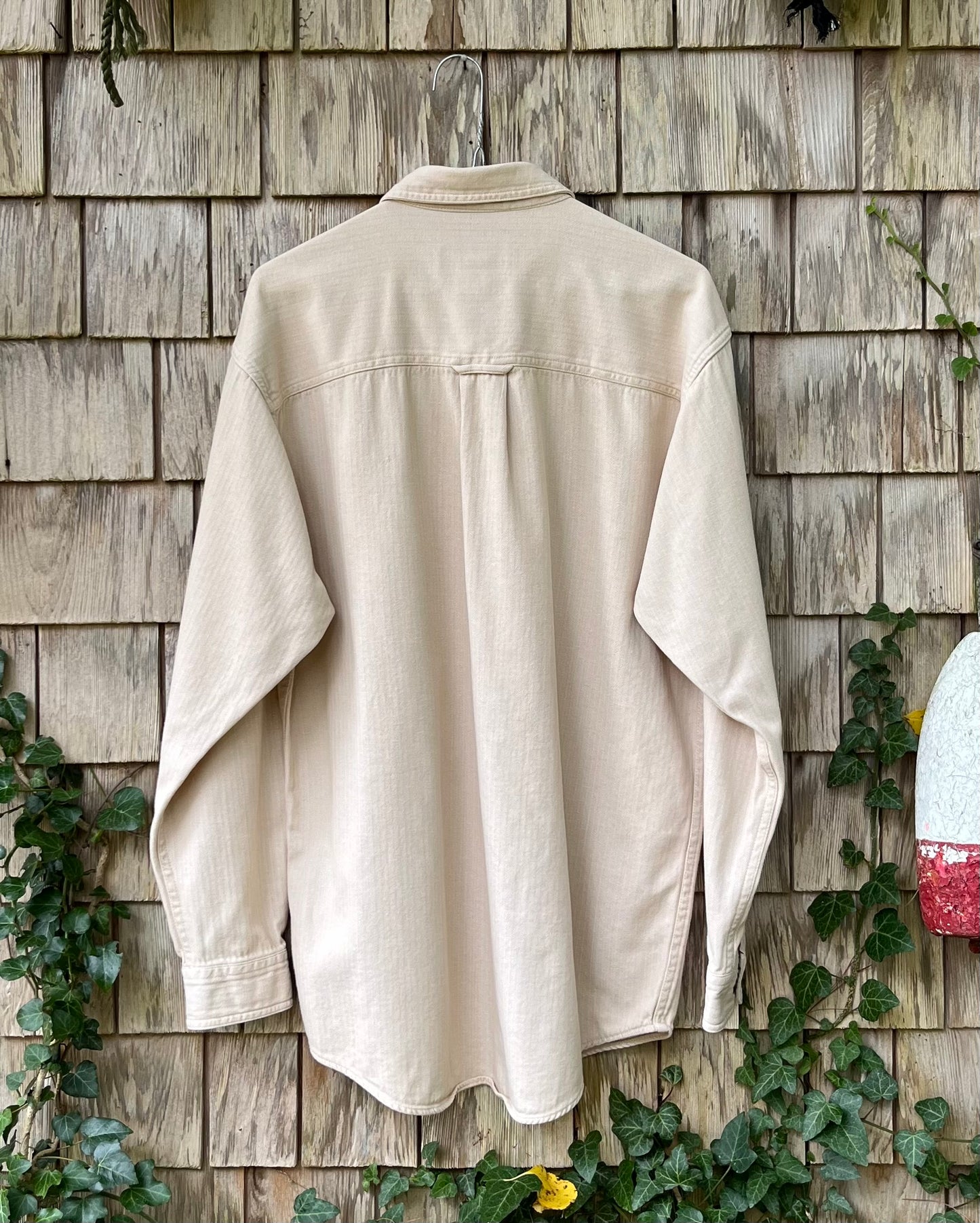 90s Eddie Bauer Herringbone Twill Weave Cotton Button Down Shirt (L)