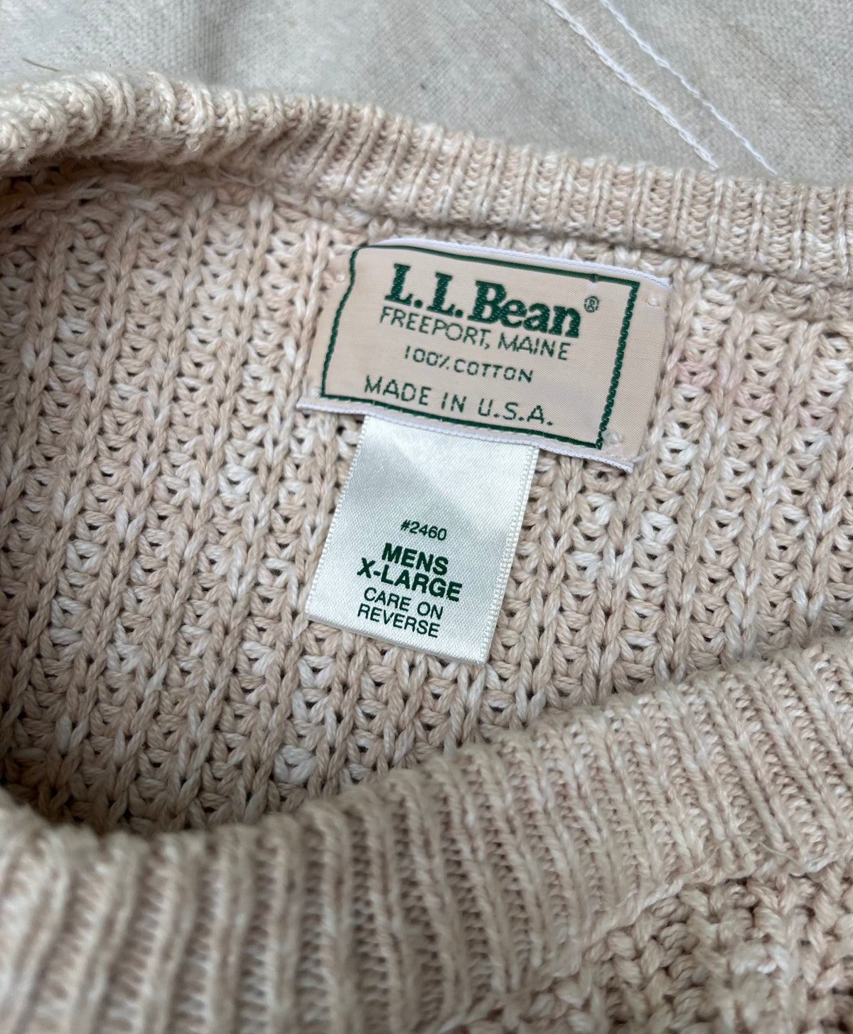 90s L.L. Bean Raglan Sleeve Variegated Cotton Knit Sweater (XL)