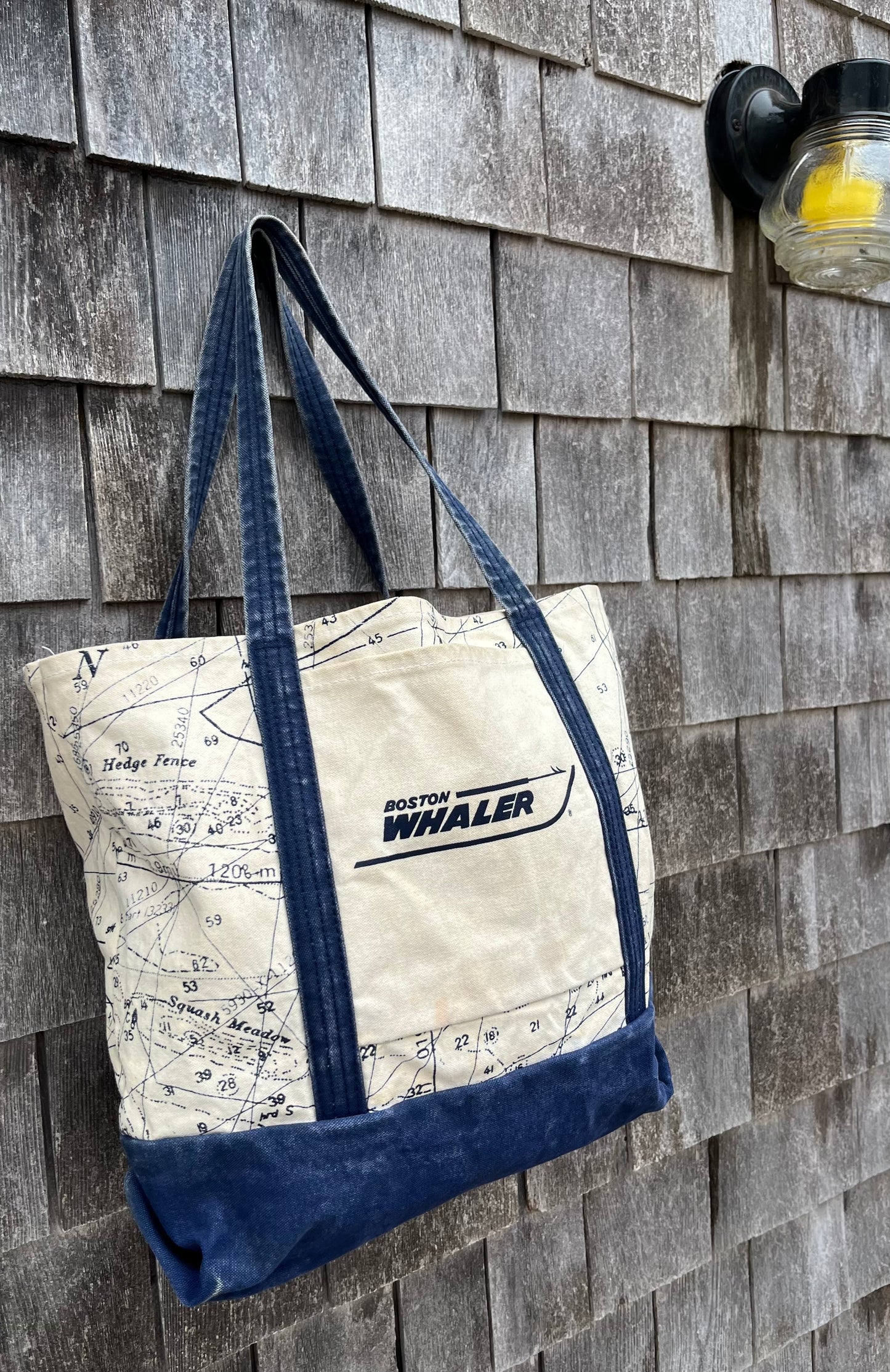 90s Boston Whaler Boats Nautical Maps Print Canvas Tote Bag