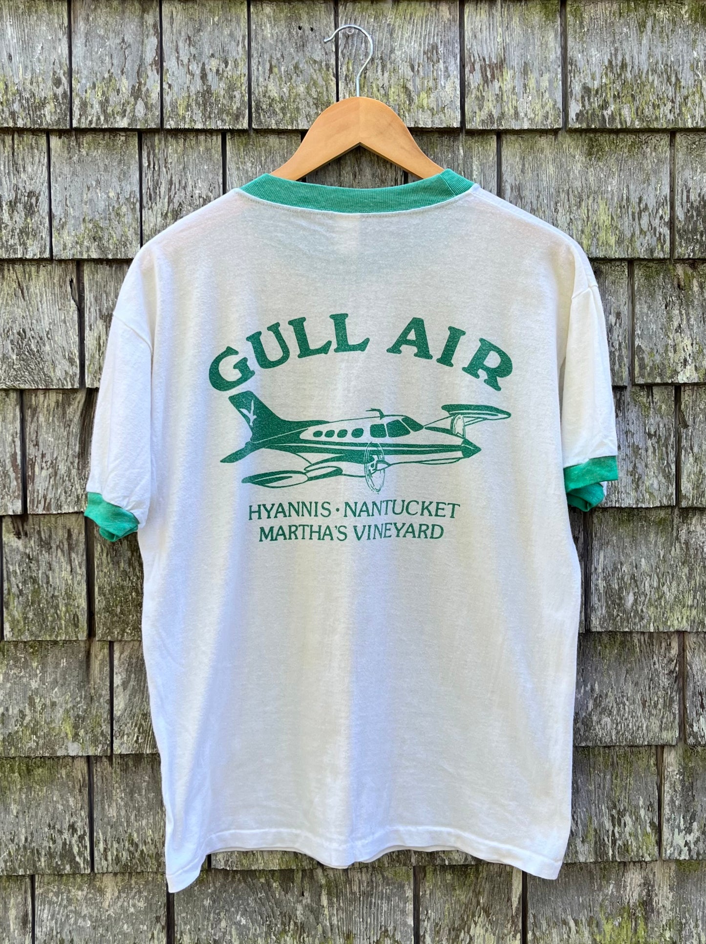 80s Gull Air Hyannis Ringer T-Shirt (M)