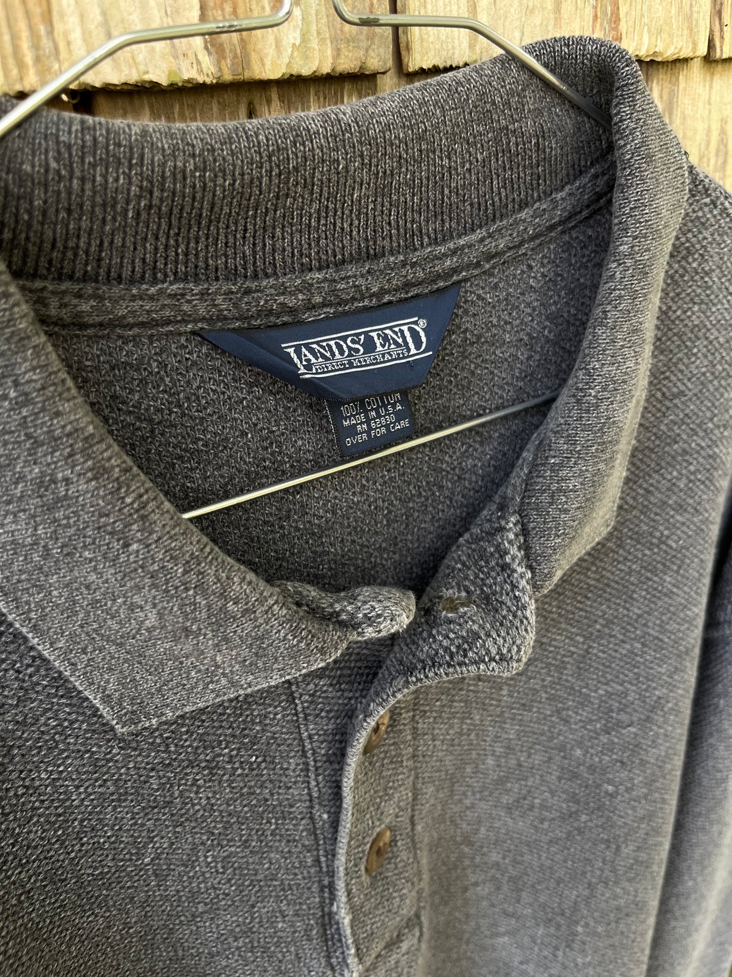 90s Lands’ End Heavyweight Cotton Pique Pullover Shirt (L)