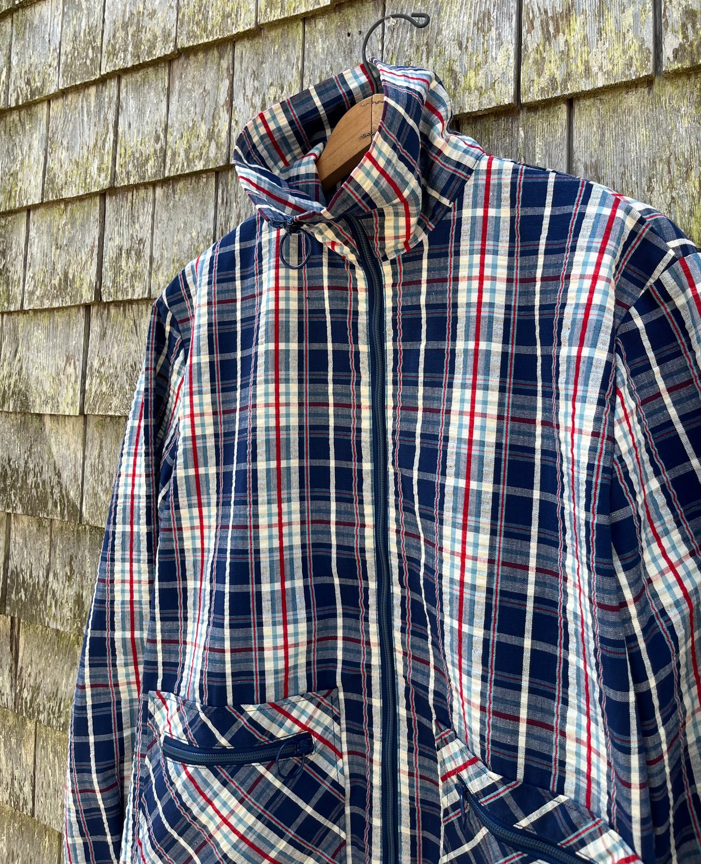70s Catalina Cotton Seersucker Zip Front ‘Action Jacket’ (L/XL)
