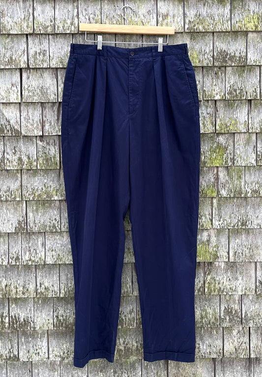 90s J.Crew Pleated Cotton Trousers (34/34)