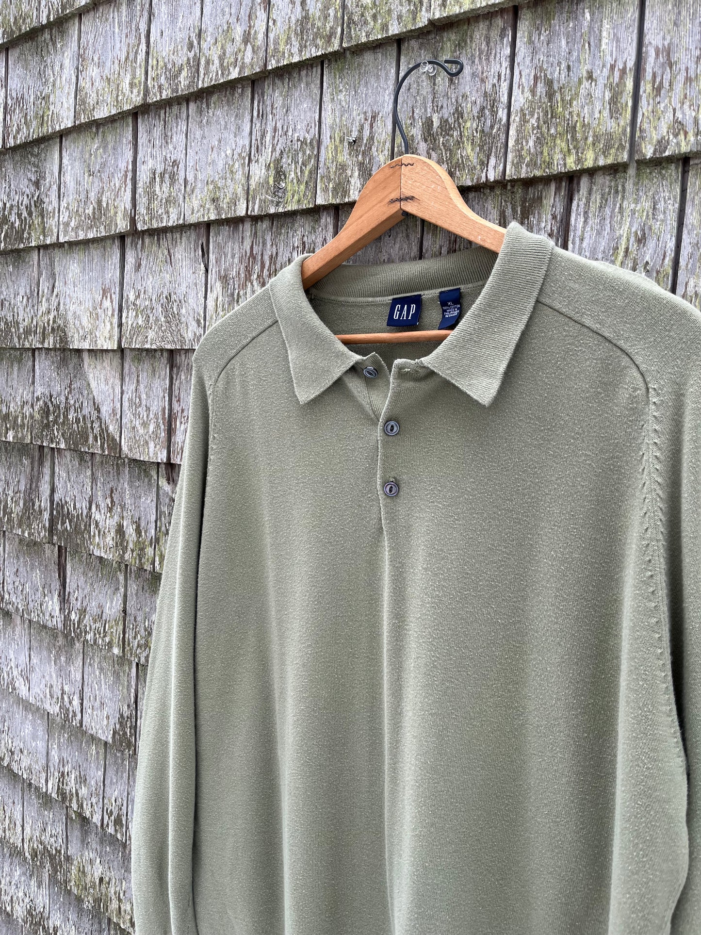 00s GAP Saddle Shoulder Lighweight Cotton Knit Pullover Shirt (XL)