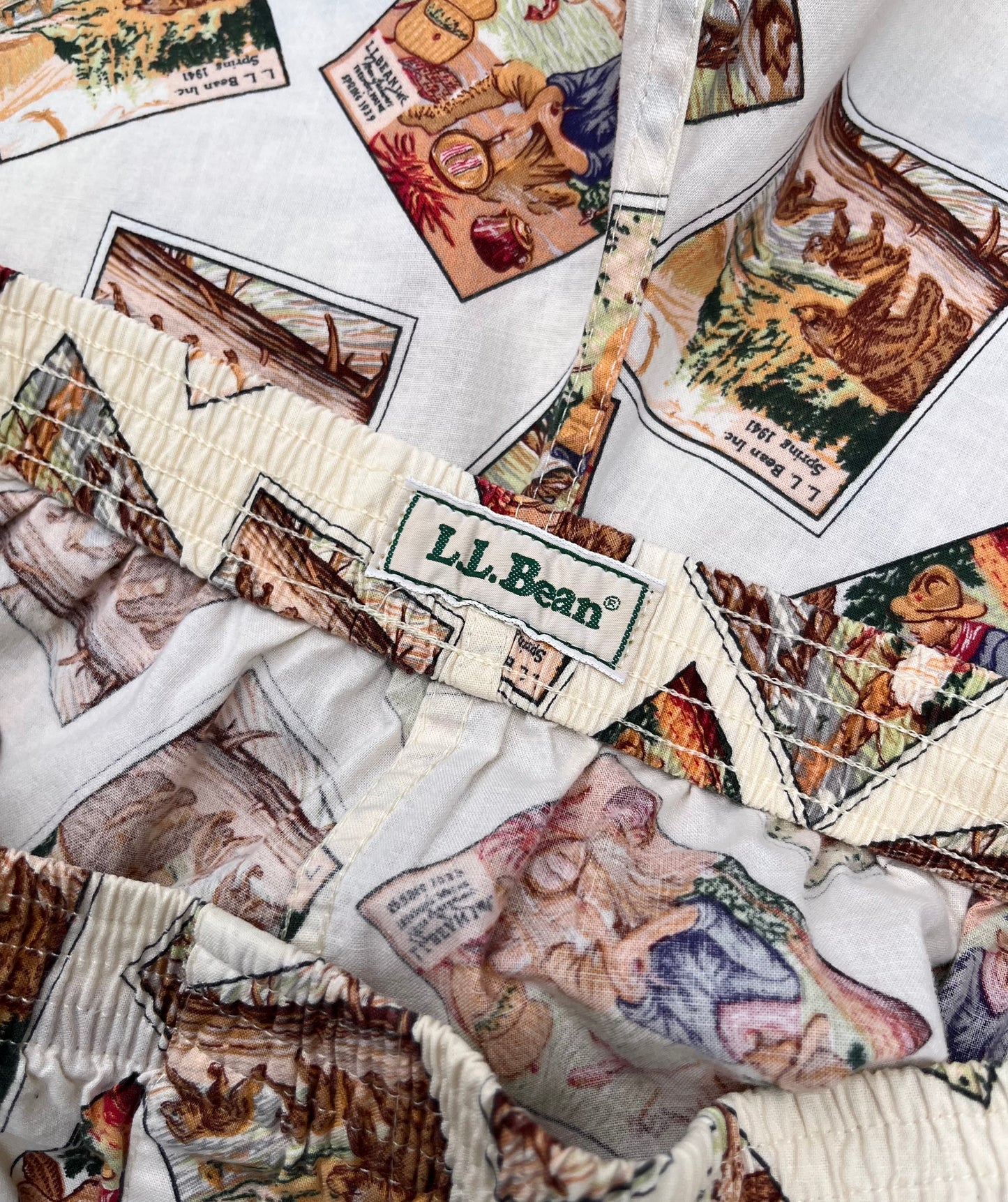 90s L.L. Bean Catalog Covers Print Cotton Boxer Shorts (L)