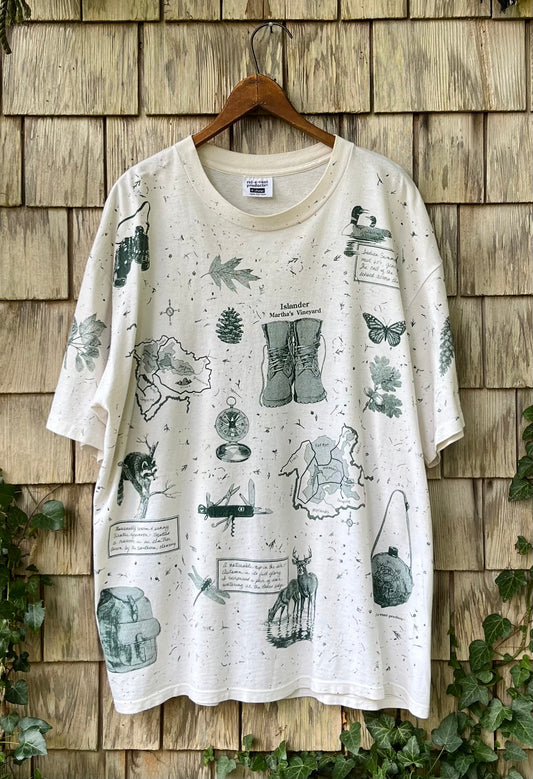 90s Rel-E-Vant Products Martha’s Vineyard Islander All Over Print T-Shirt (XL)