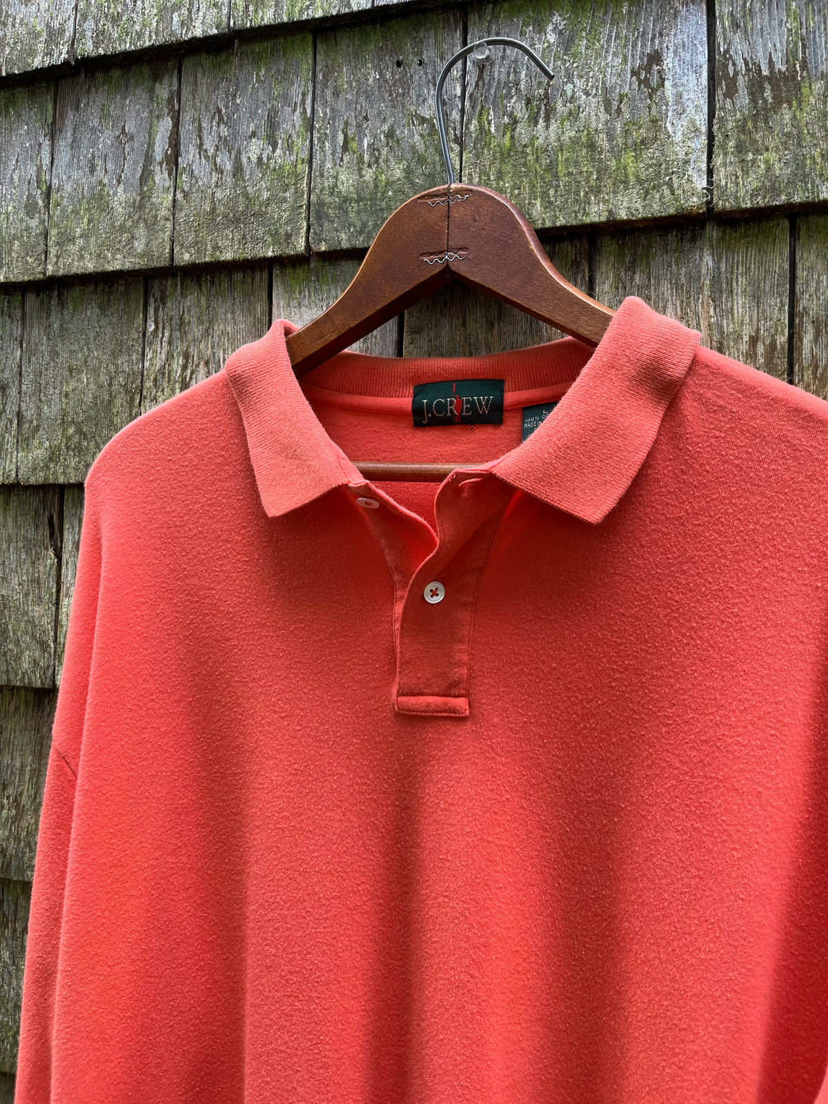 90s J.Crew Brushed Cotton Long Sleeve Polo Shirt (L/XL)