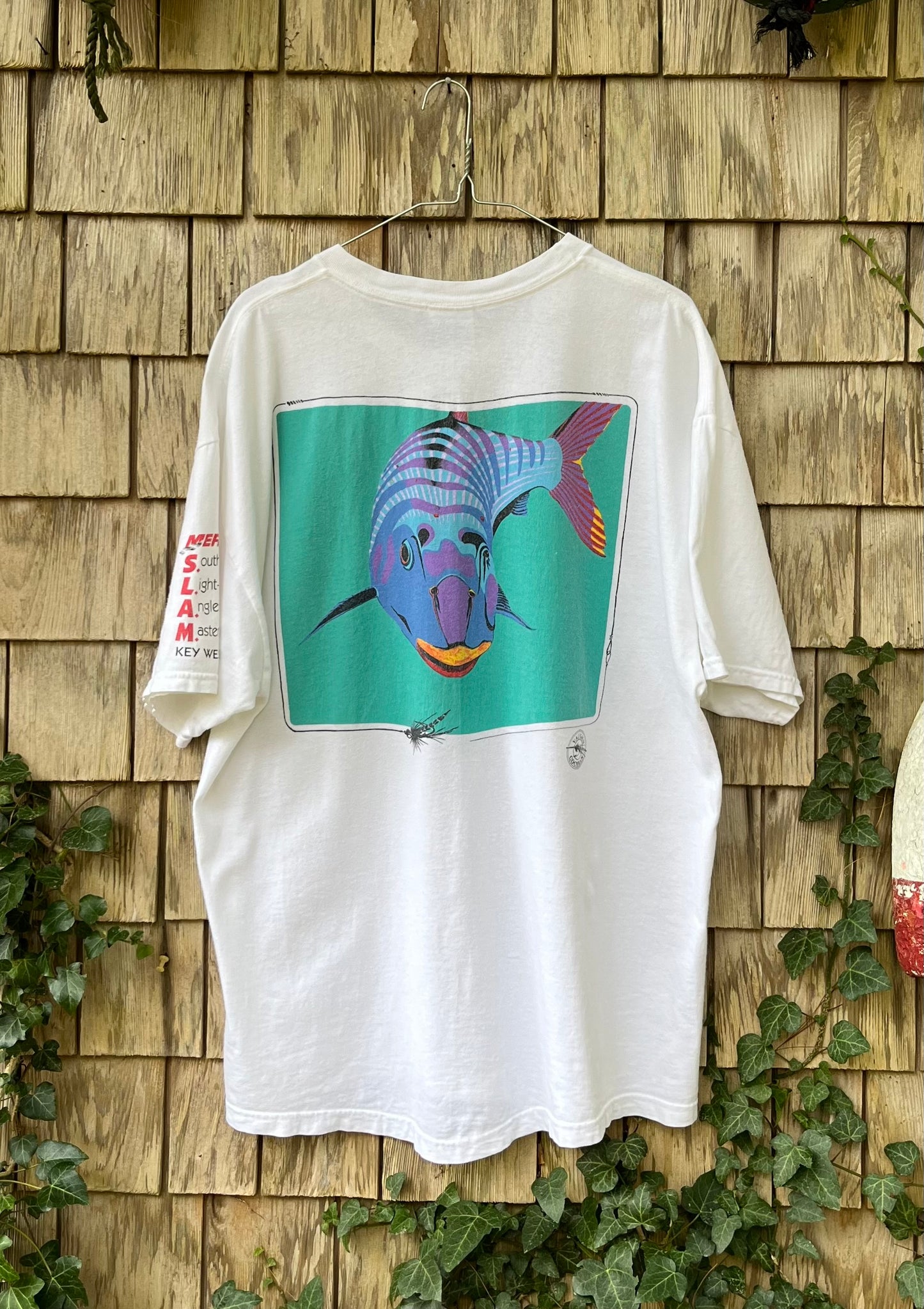 90s Black Fly Southernmost Light Tackle Anglers Masters Tournament Key West FL Pocket T-Shirt (XL)