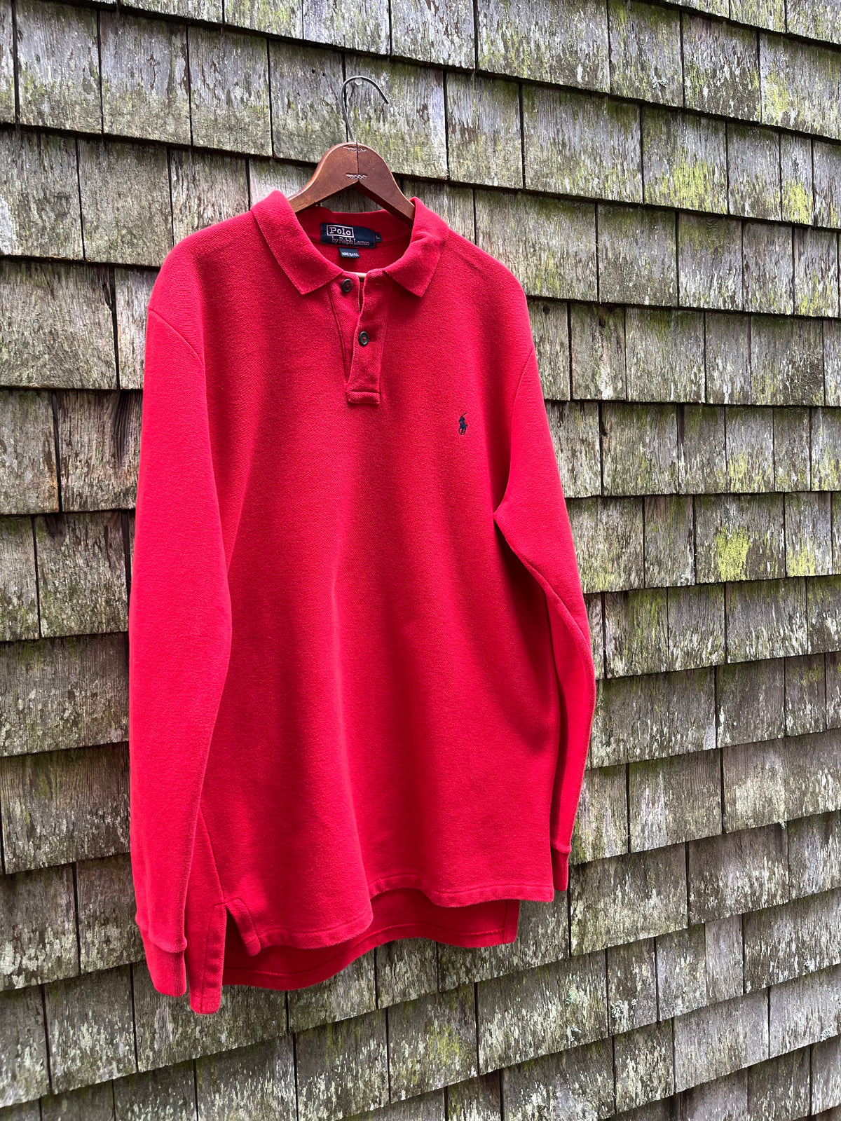 90s Polo Ralph Lauren Heavyweight Long Sleeve Polo Shirt (L)