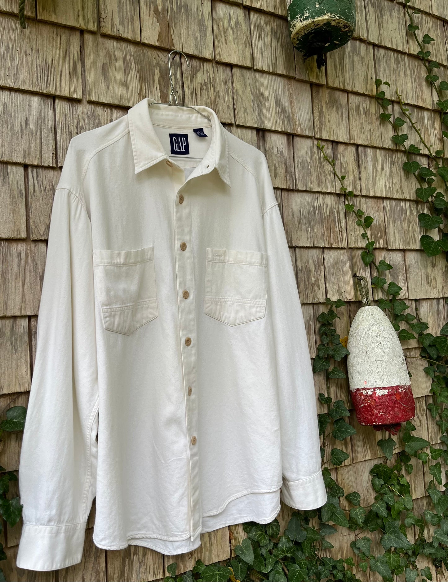 90s GAP Cotton Twill Button Front Work Shirt (XL)
