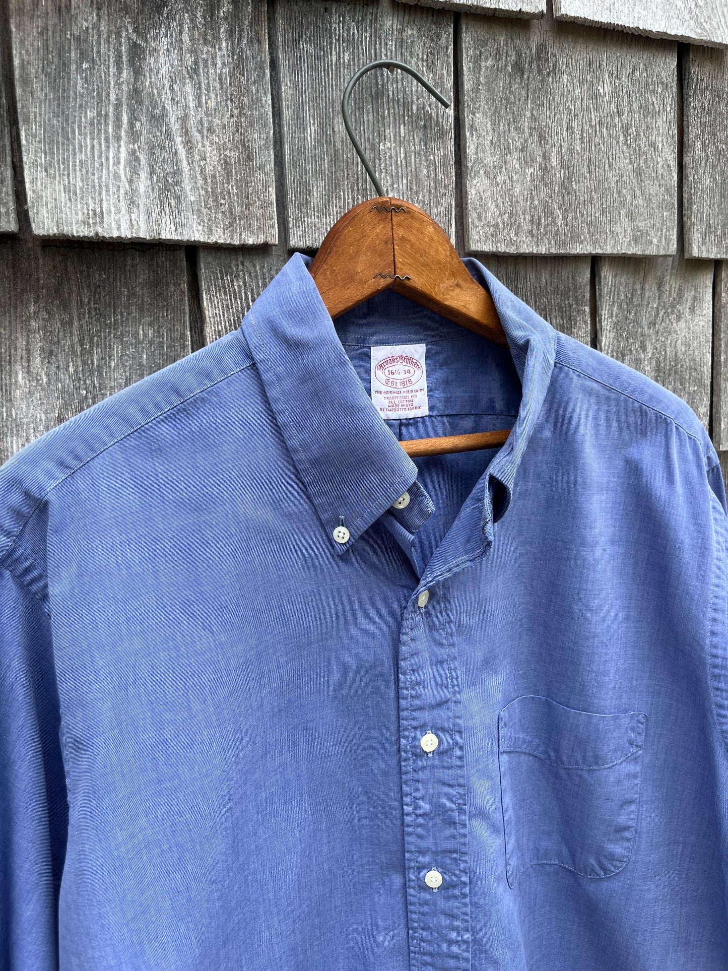 90s Brooks Brothers Makers Cotton Broadcloth 'Original Polo' Button Down Shirt (16.5-4)
