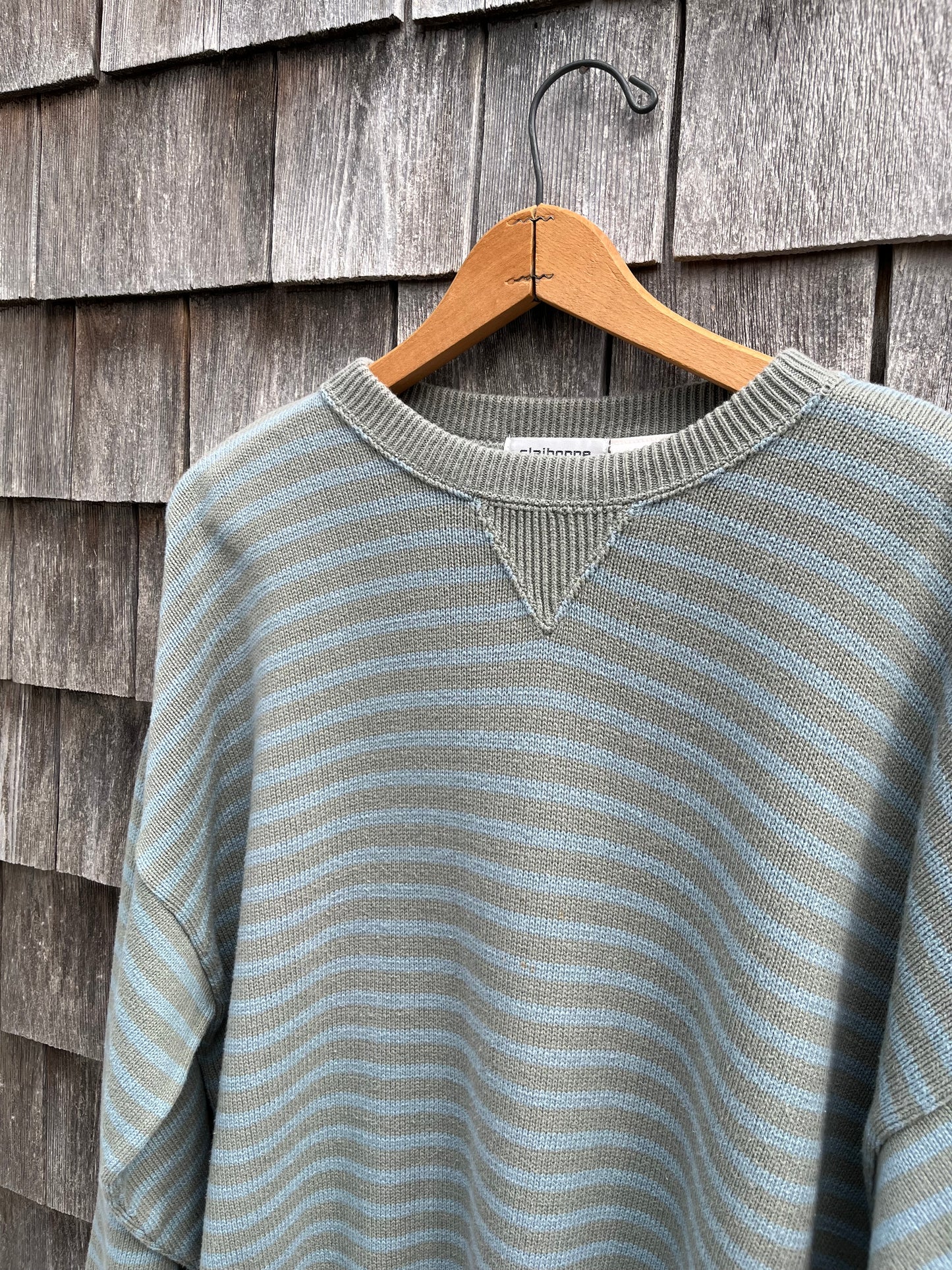 90s Claiborne Striped Knit Cotton Sweater (XL)
