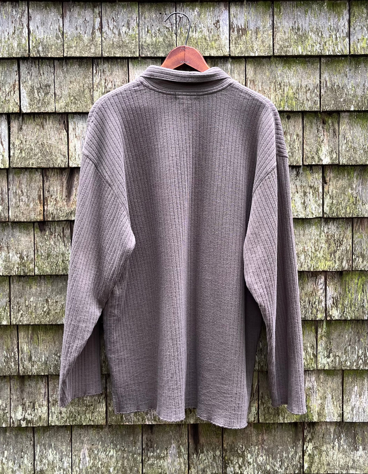 90s J.Crew Ribbed Jersey Knit Cotton Button Up Shirt (L)