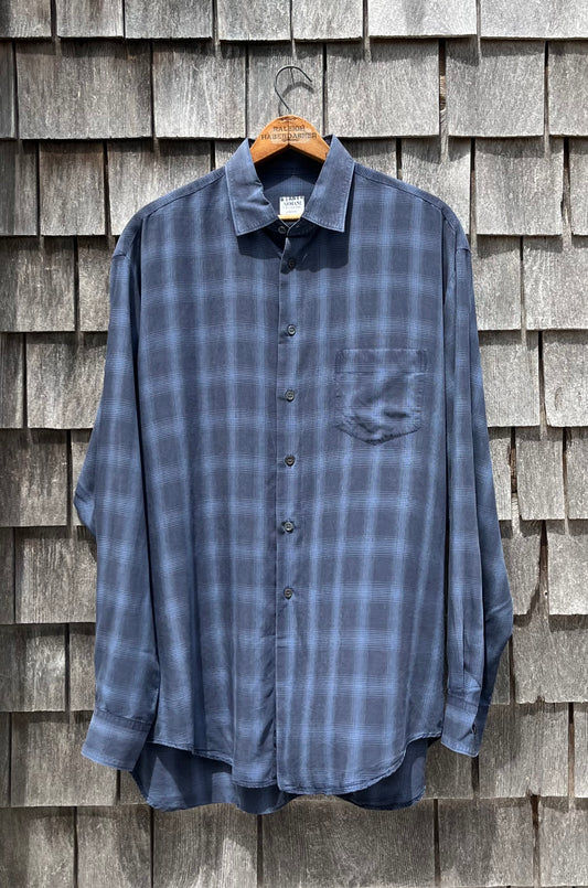 90s Armani Le Collezioni Tencel Rayon Button Up Check Shirt (XL)